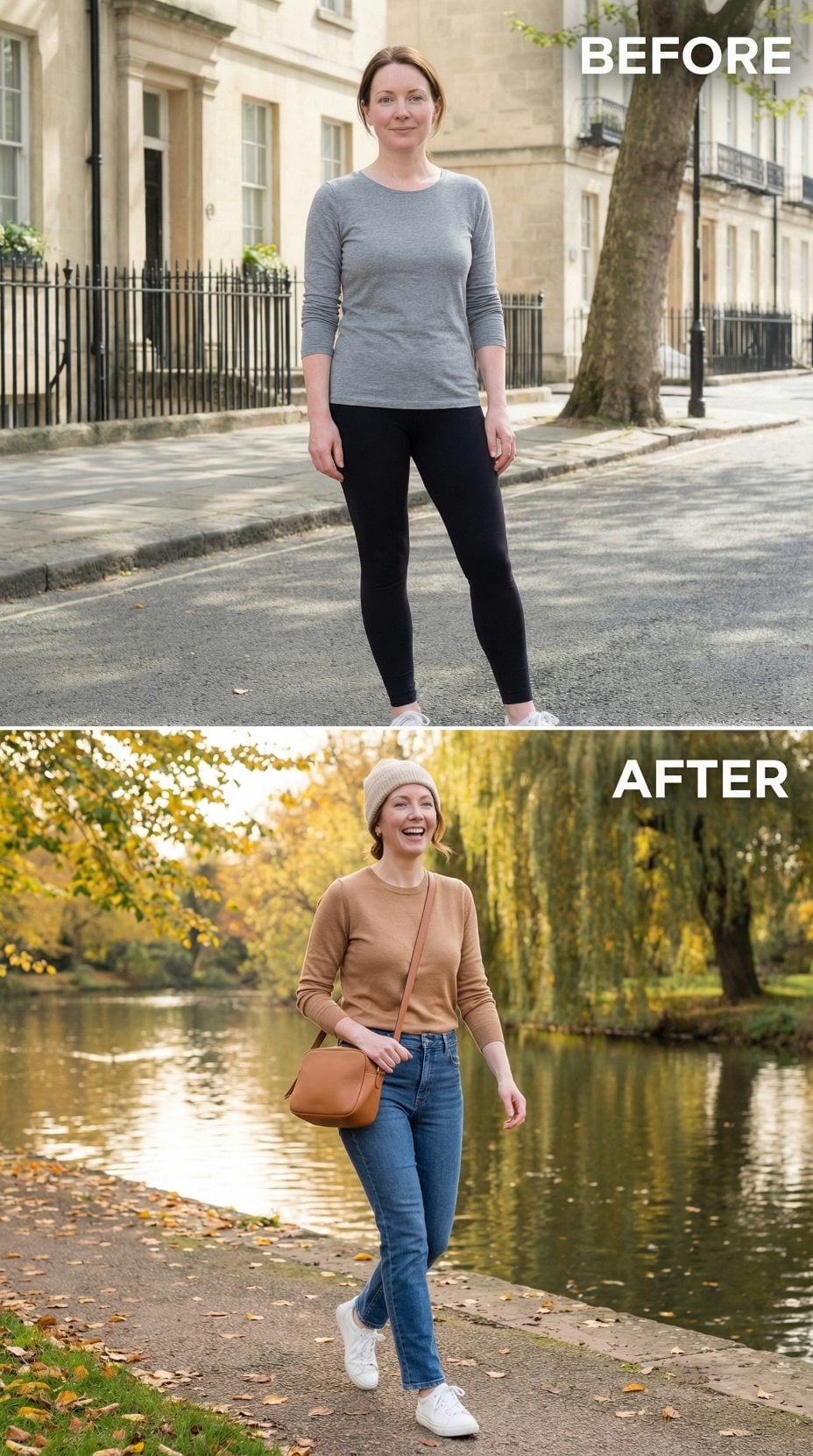 Camel Knit, Straight-Leg Denim, and the Park Path That Rewarded the Effort