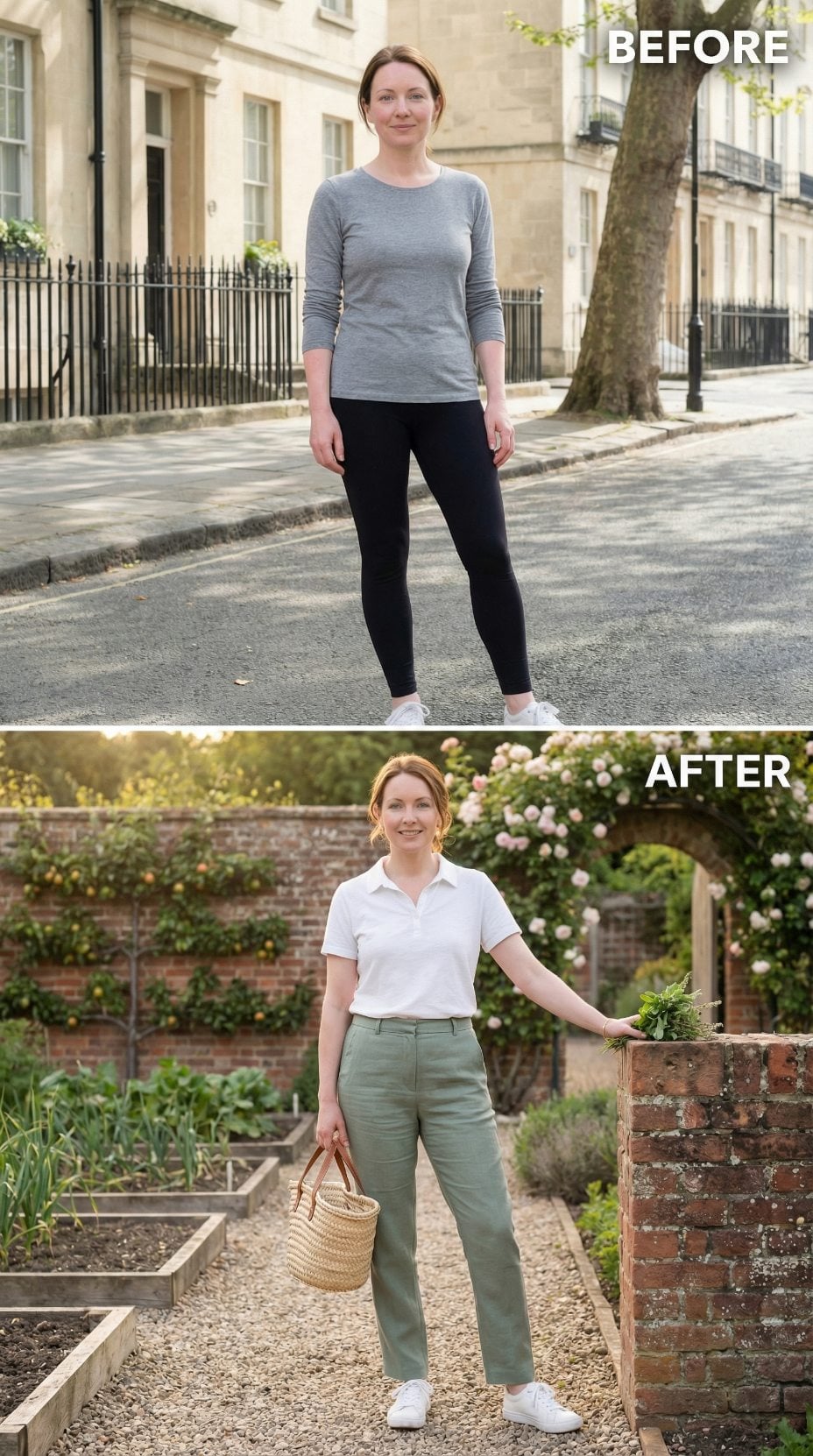 Sage Chinos, a Polo Collar, and Why the Kitchen Garden Setting Finally Makes Sense