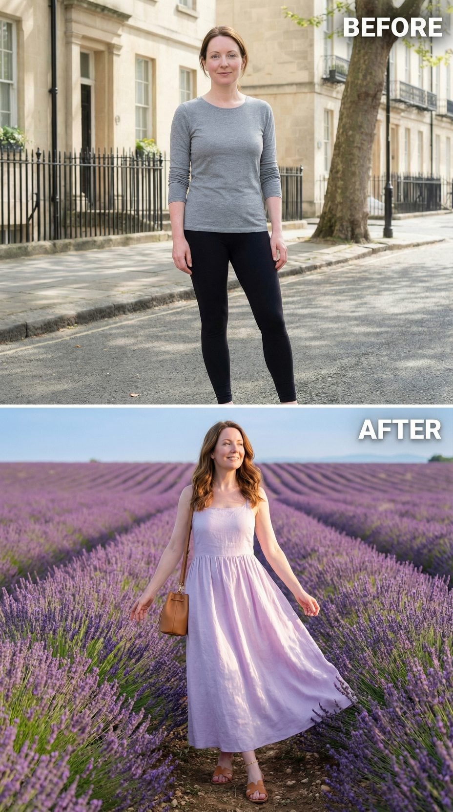 Grey Long-Sleeve, Black Leggings, and a Lavender Field That Set a Different Standard
