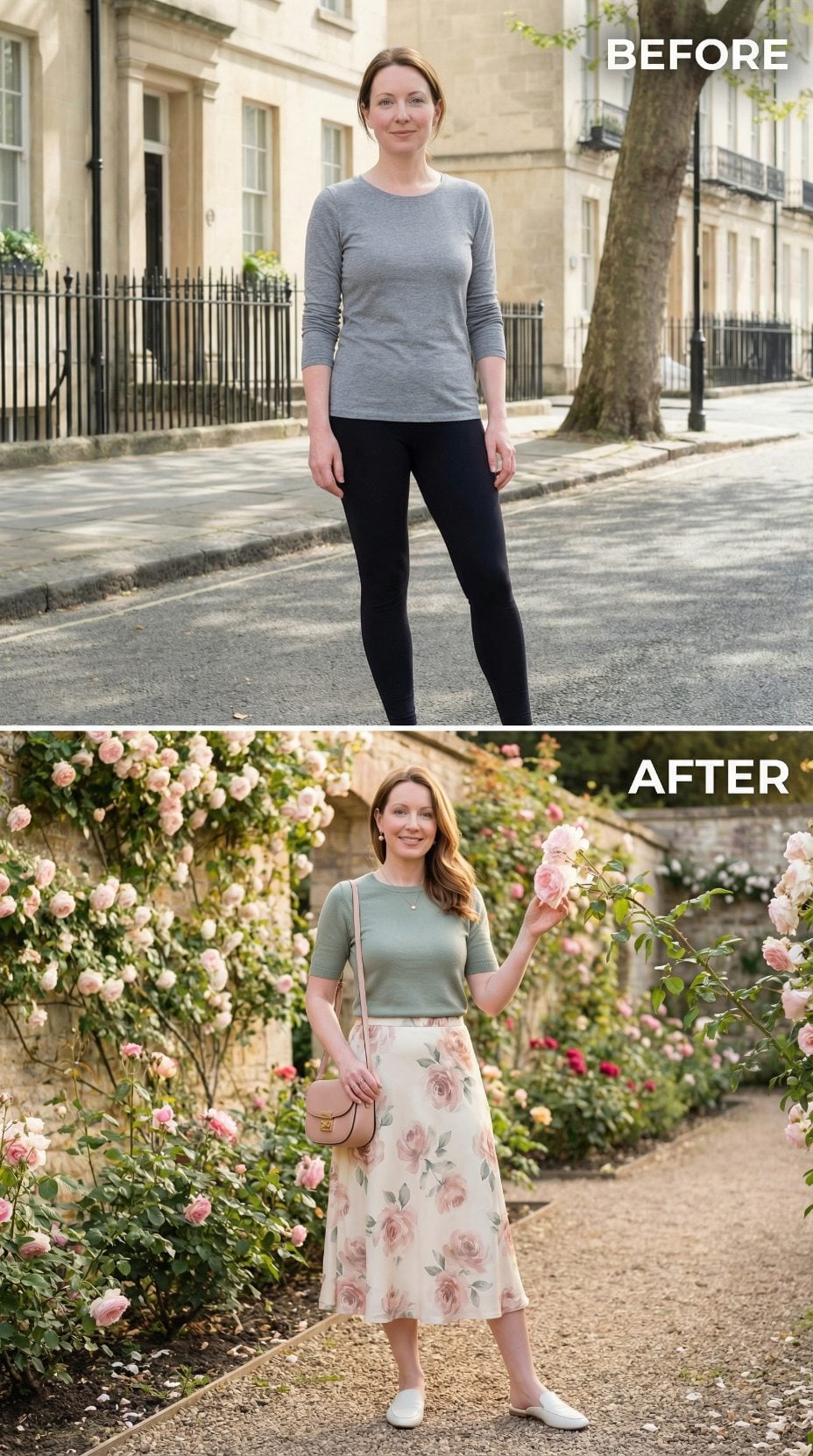 Sage Ribbed Knit, a Rose-Print Midi, and What a Walled Garden Actually Requires