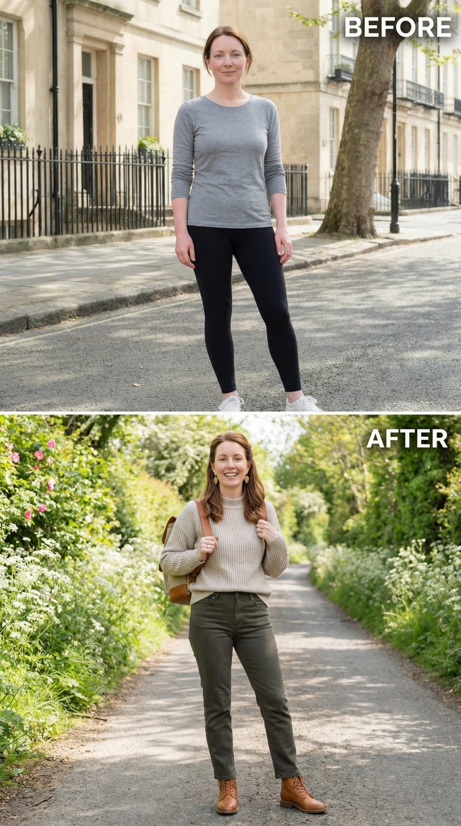 Street-Level Georgian Terrace, One Grey Long-Sleeve, and What Olive Denim Already Solved