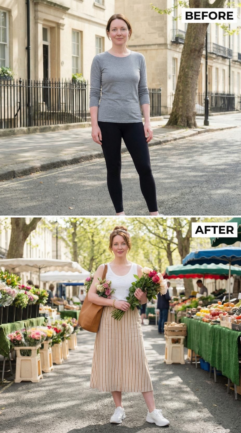 Flower Market, Grey Long-Sleeve, and What a Striped Midi Skirt Already Resolved