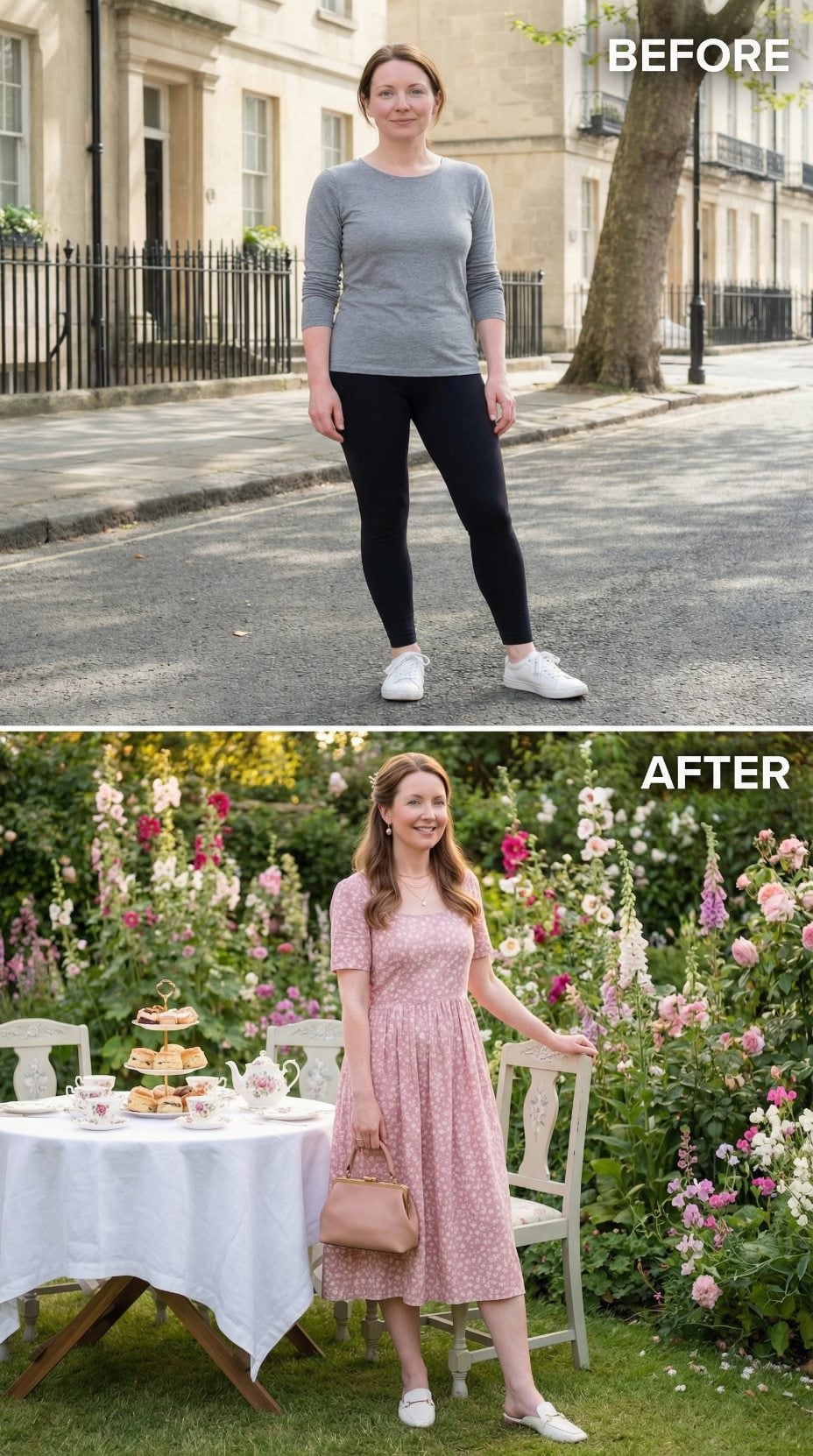 Pink Floral Midi, a Garden Tea Table, and What Cropped Leggings Never Resolve