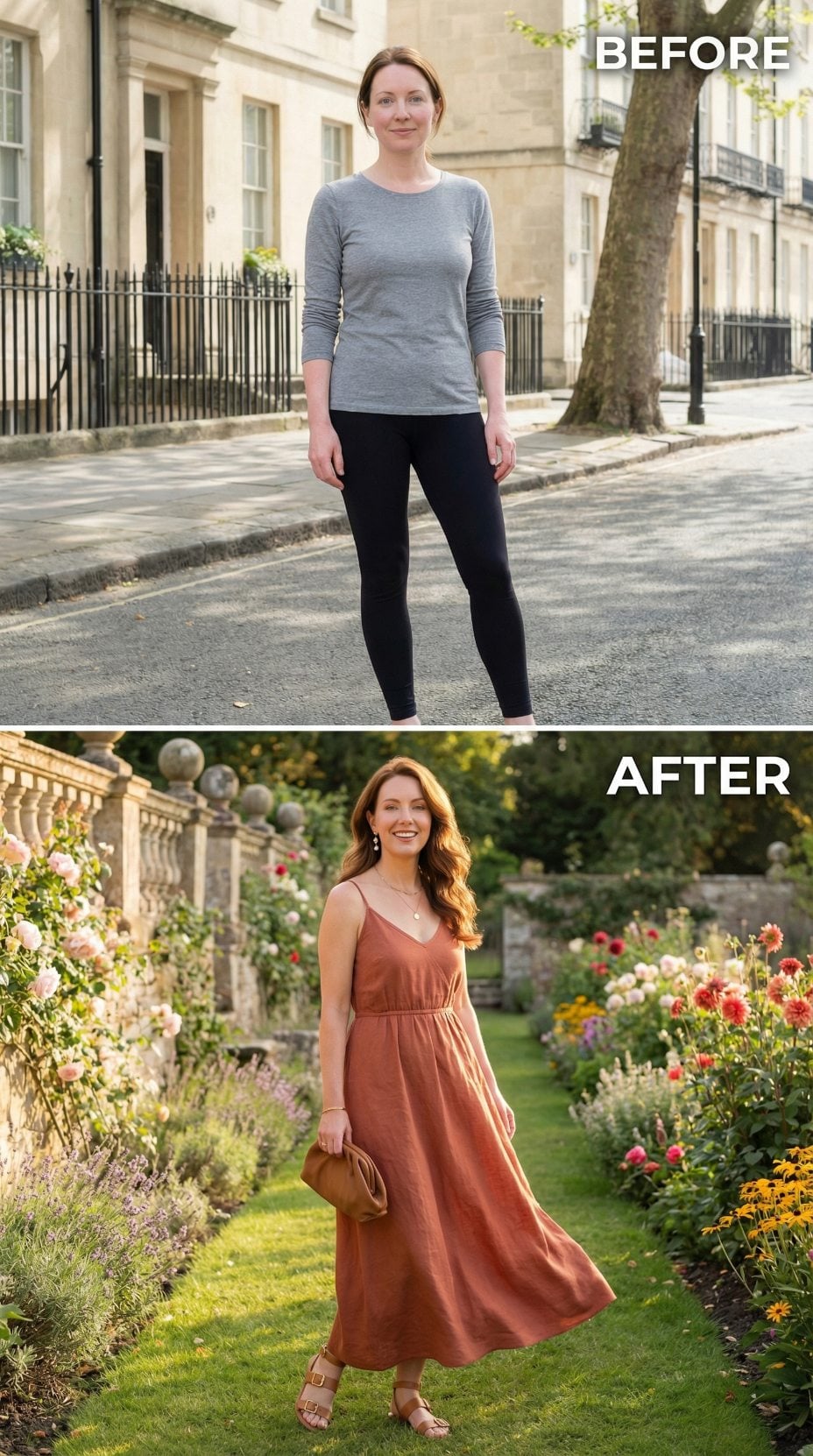 Georgian Street, a Rust Slip Dress, and What Leggings Left Unfinished