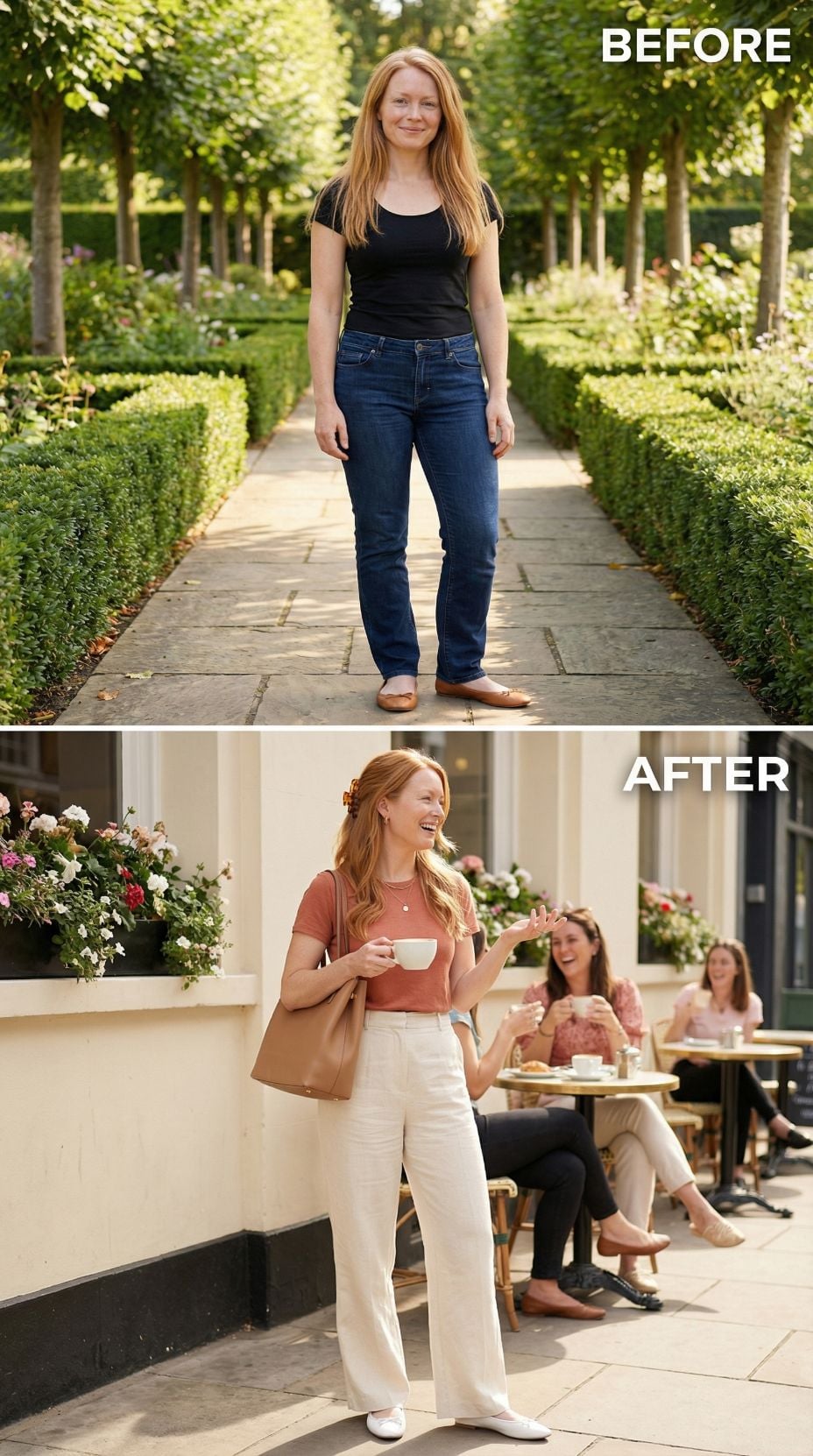 How Wide-Leg Trousers and a Terra-Cotta Tee Rewrote Her Whole Saturday