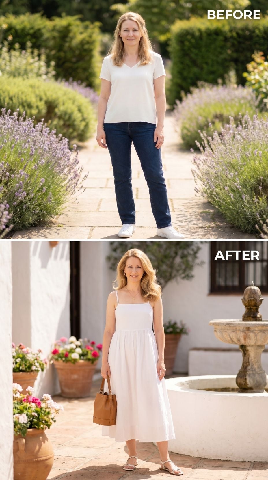 White Dress, Tan Leather, Courtyard Light — Nothing Left to Prove