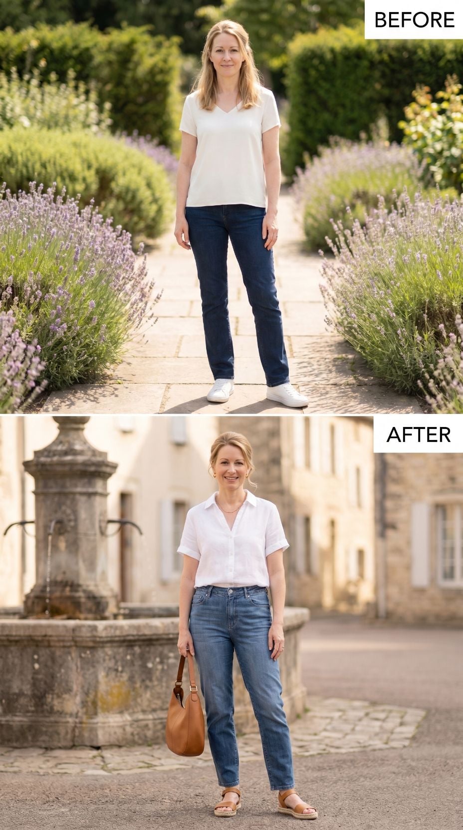 Linen Shirt, Light-Wash Denim, and a Cobblestone Square That Did the Rest