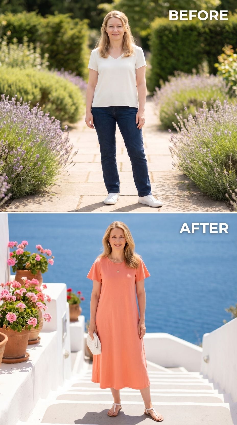 Coral Midi, Lavender Before, and a Woman Who Let the Clothes Do the Talking