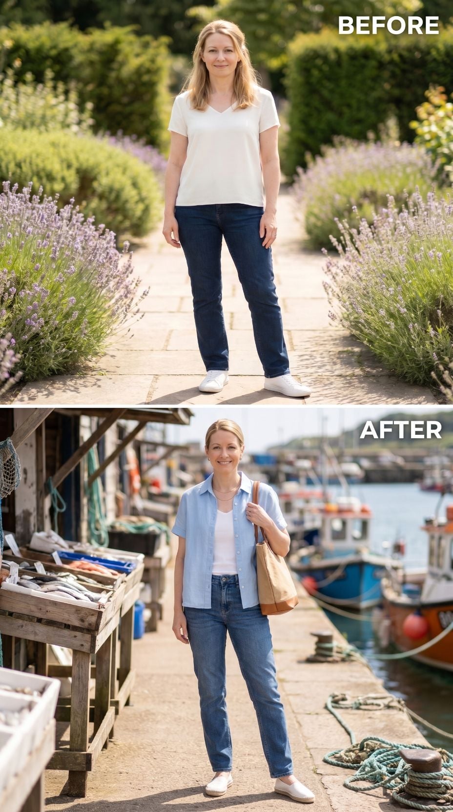 Harbour Light, a Blue Linen Shirt, and Quiet Style That Earns Its Own Attention