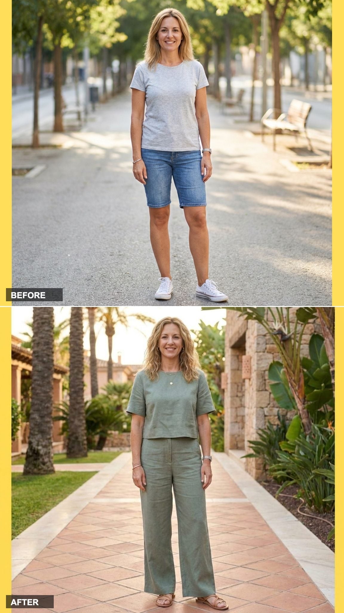 A Sage Green Linen Matching Set That Does the Thinking For Her