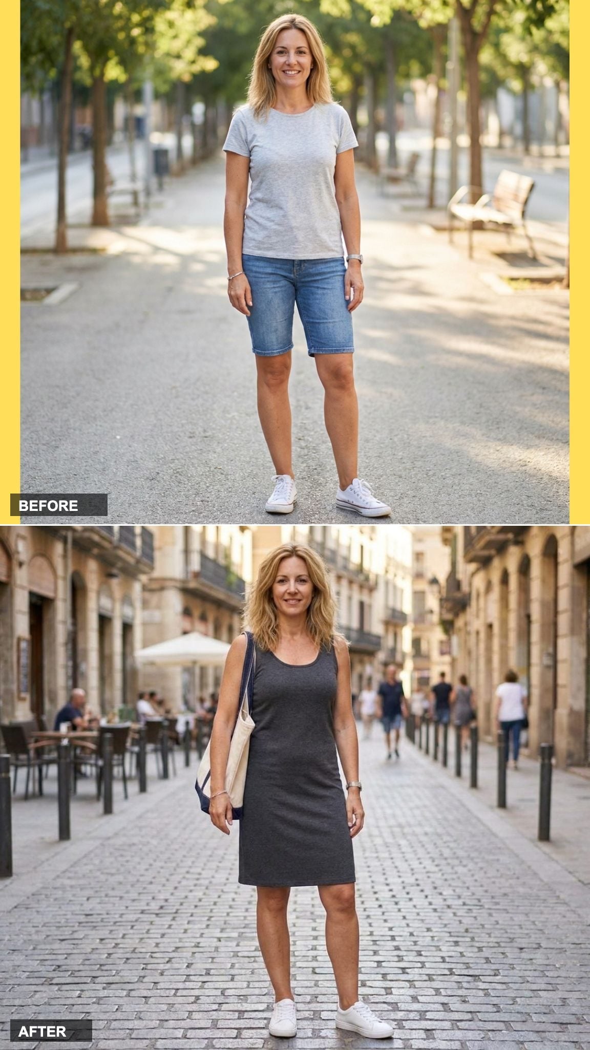 A Charcoal Knit Tank Dress and White Sneakers for the Flight Home