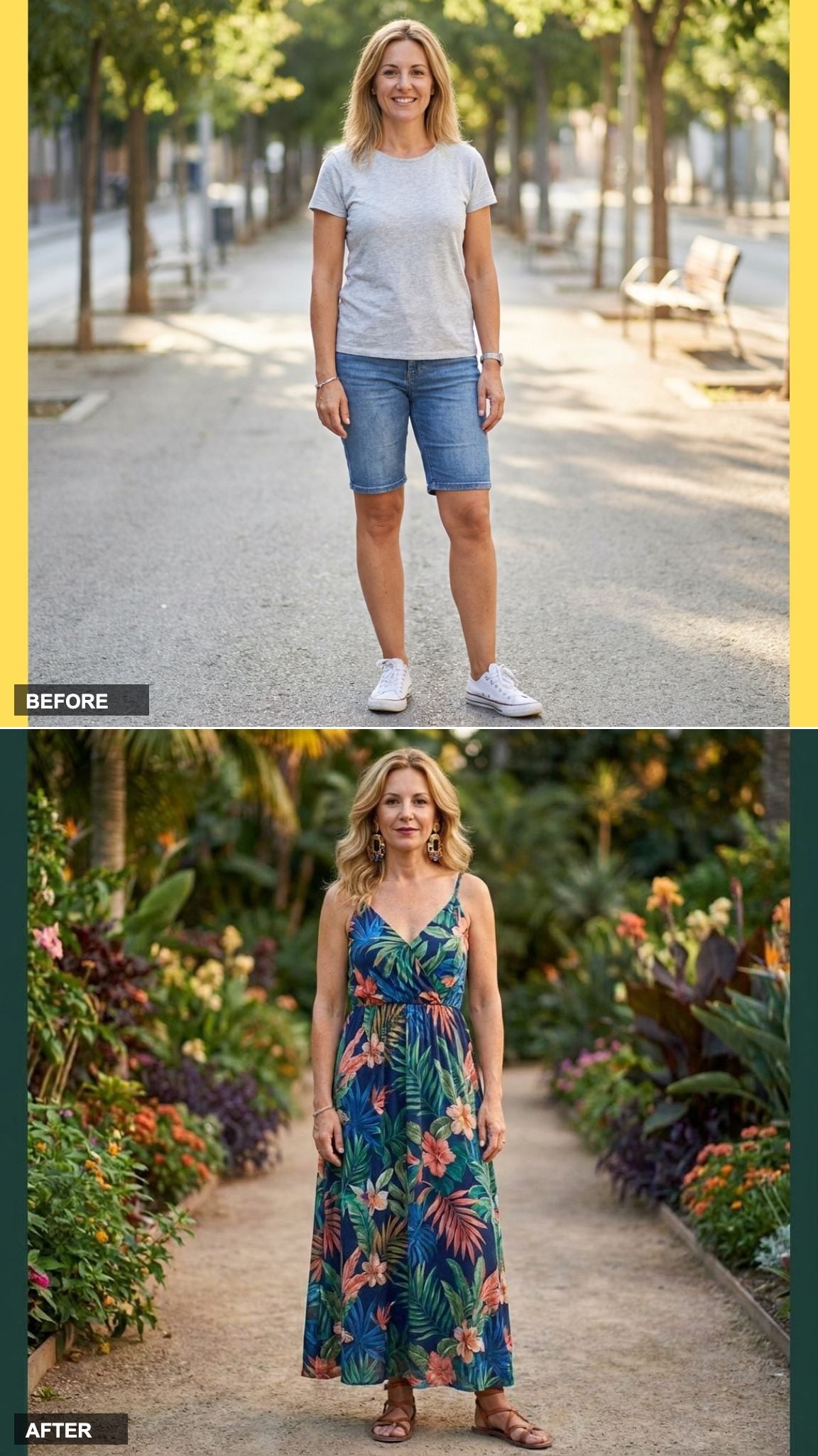 Tropical Print Maxi Dress with Statement Earrings for a Bold Beach Evening