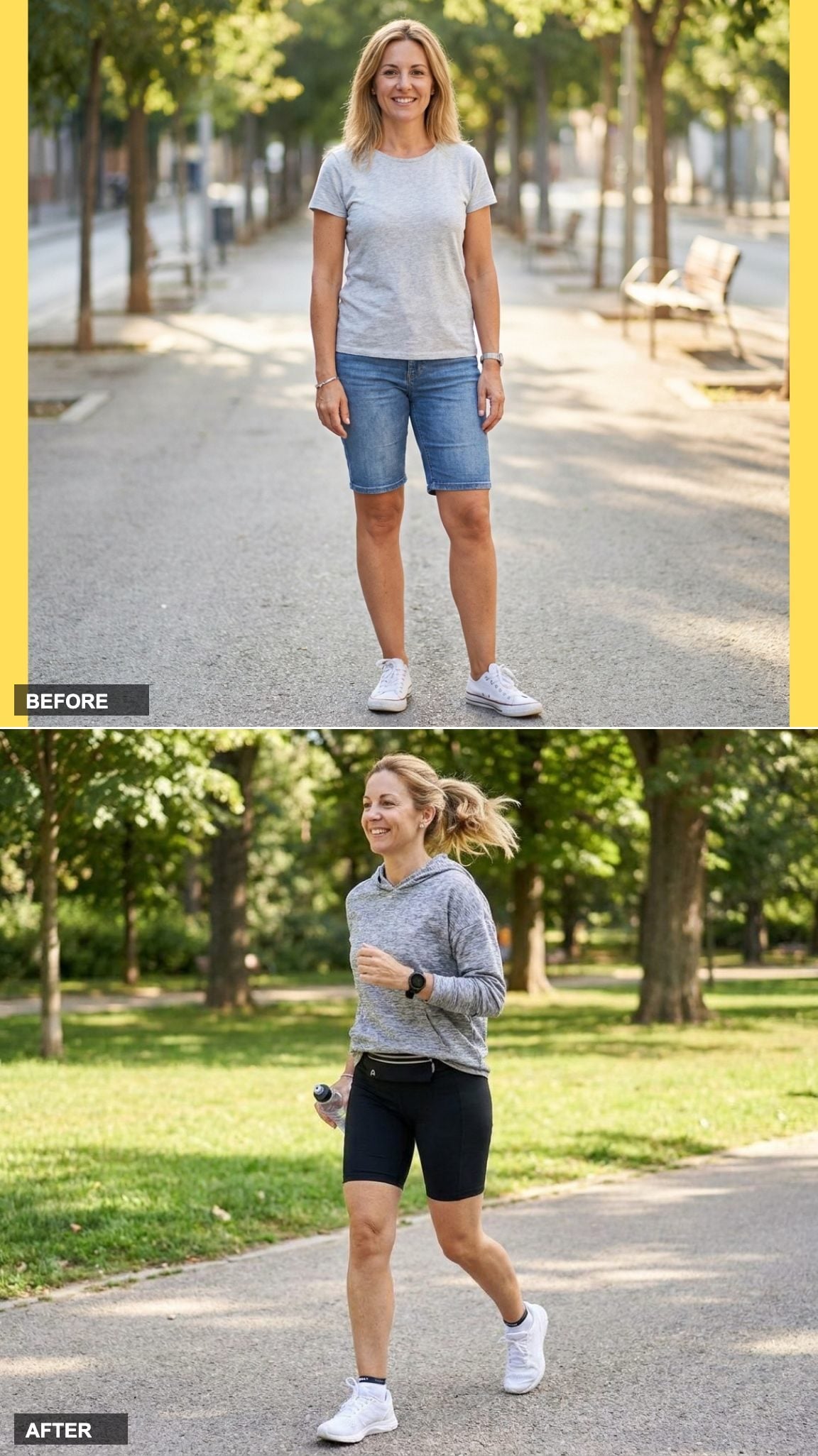 Lightweight Hoodie, Bike Shorts, and Trainers for the Sporty Morning Walk