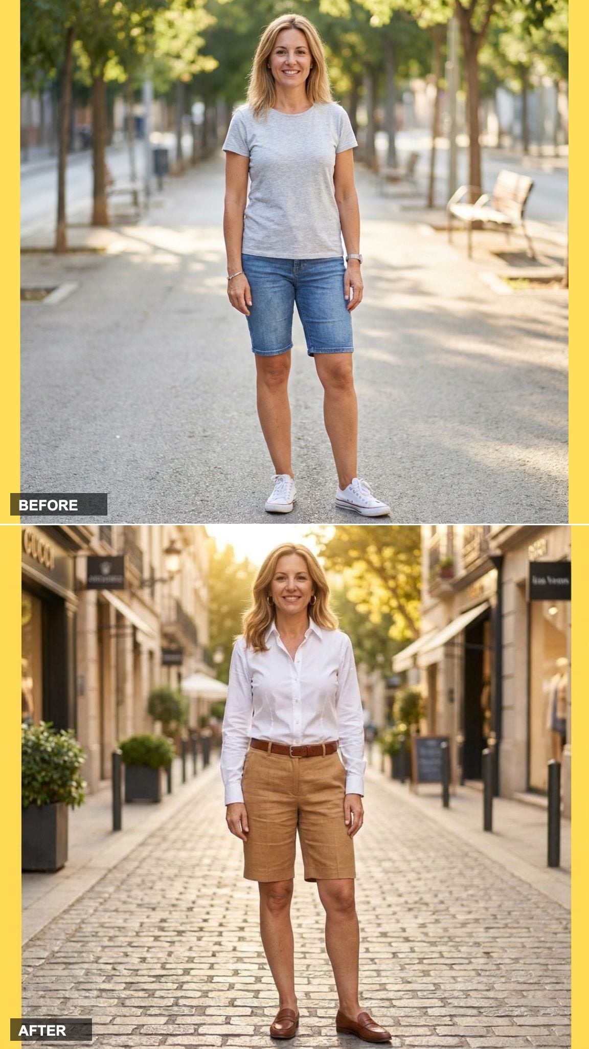Bermuda Shorts and a Crisp Button-Up: The Polished Daytime Look She Didn't Know She Needed