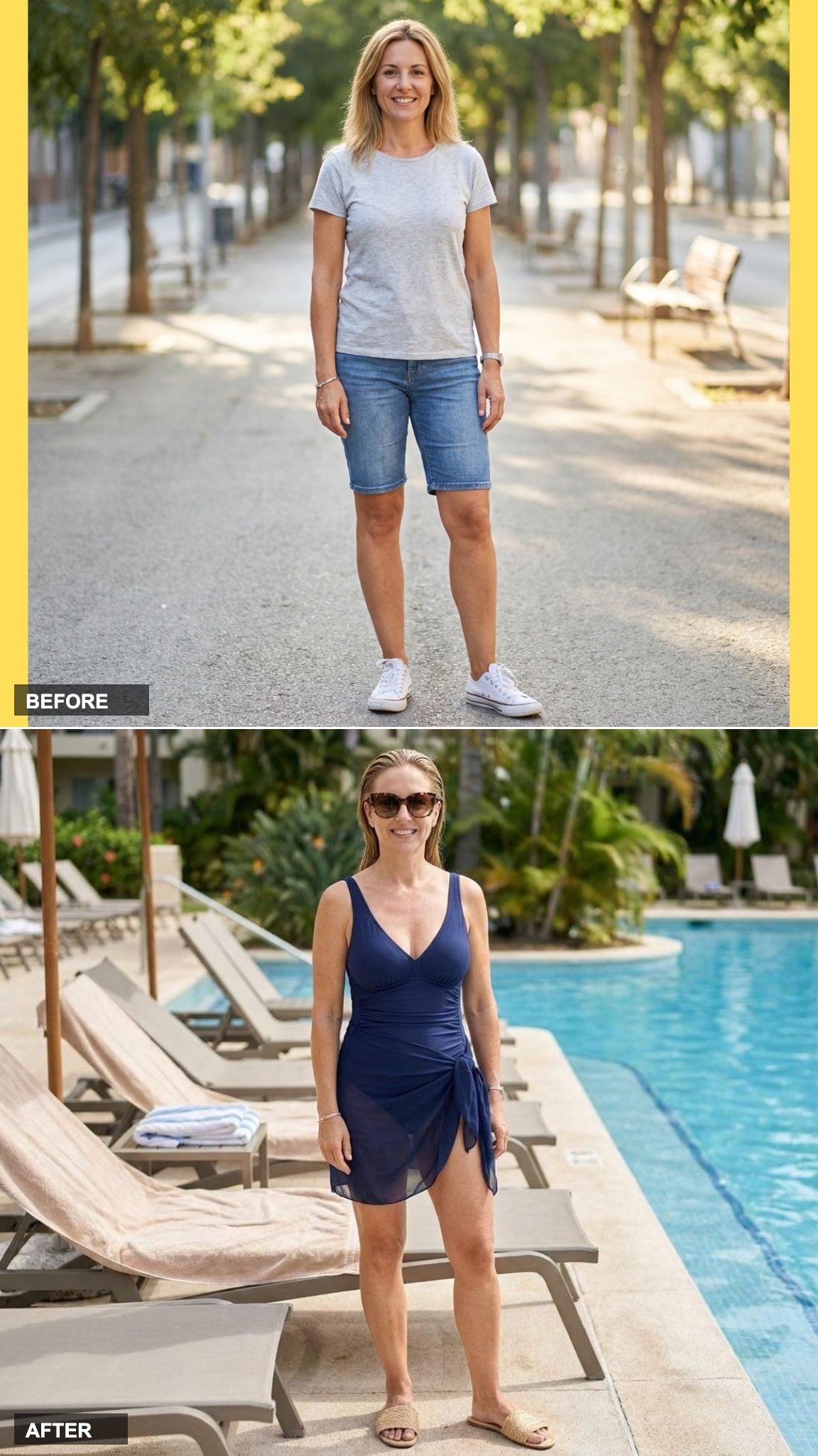 Deep Navy Sculpting Swimsuit with a Sheer Sarong and Raffia Slides