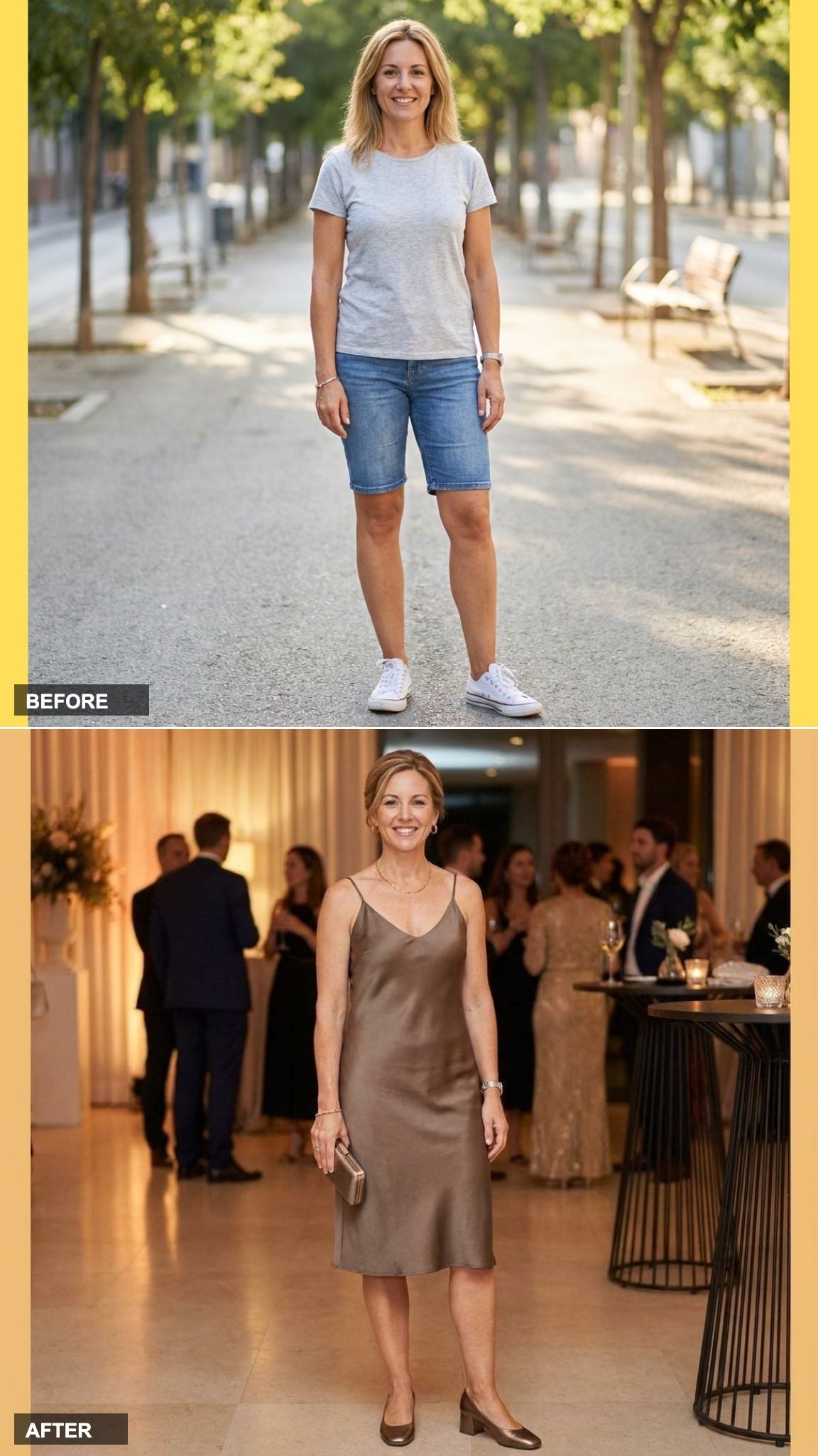 Muted Bronze Silk Slip Dress and Delicate Gold Jewelry for the Night She'll Remember