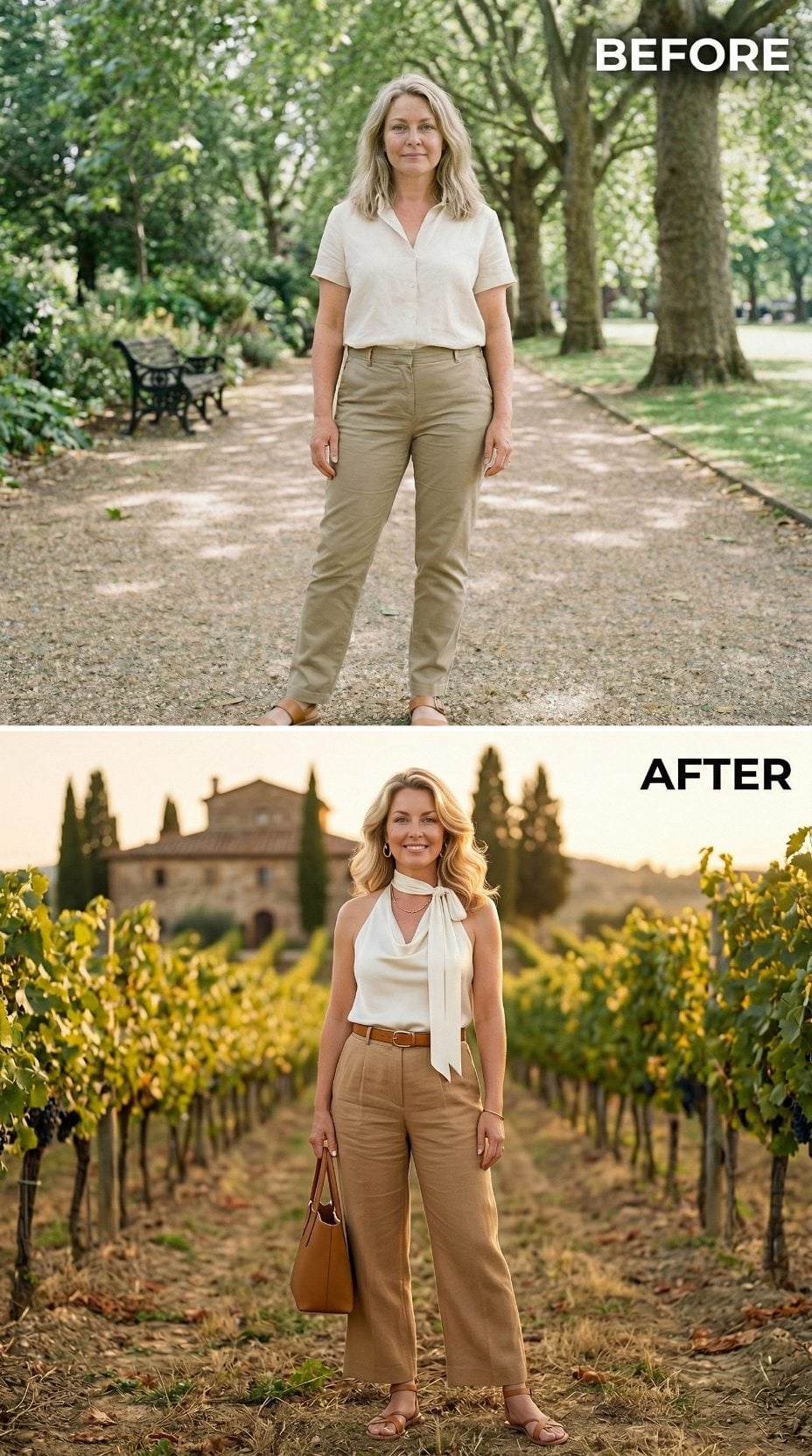 From Park Path to Tuscany Vineyard: One Halter Top Does the Heavy Lifting