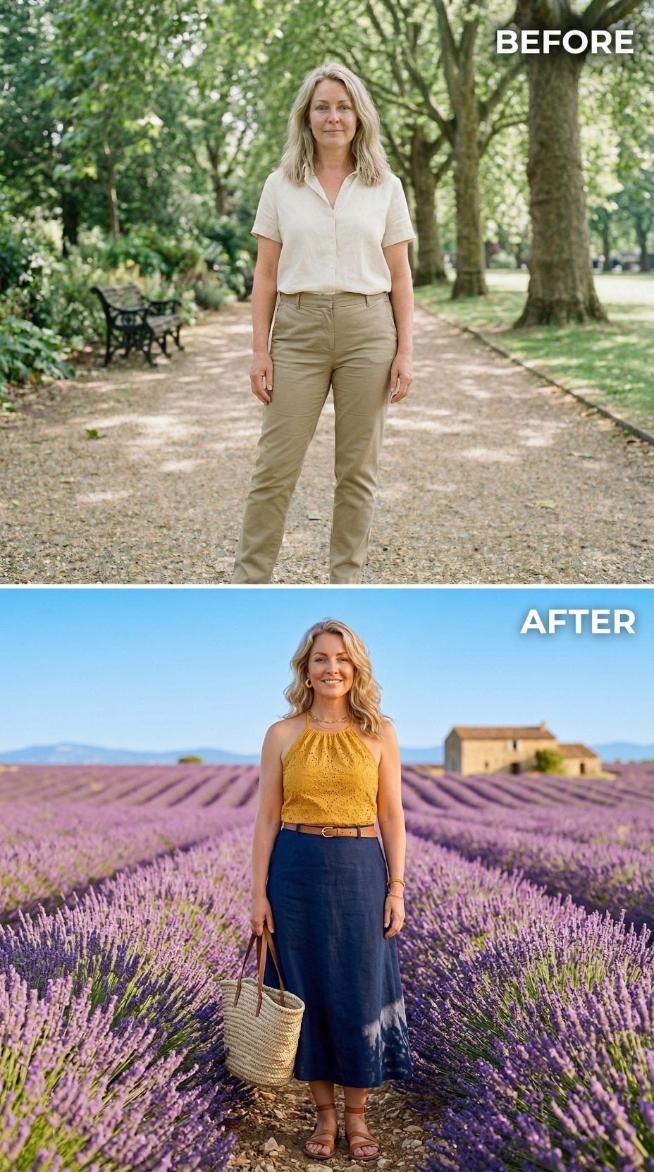 Lavender Fields, Mustard Eyelet, Navy Midi: Provence Does the Proving