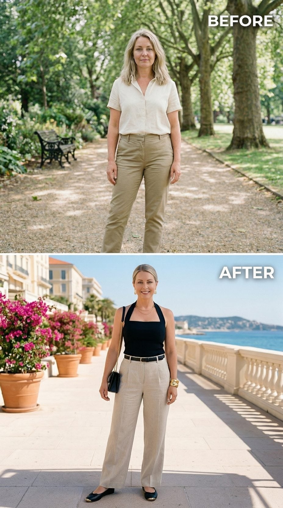 Black Halter, South of France, Wide-Leg Linen: How One Neckline Rewrites the Whole Silhouette