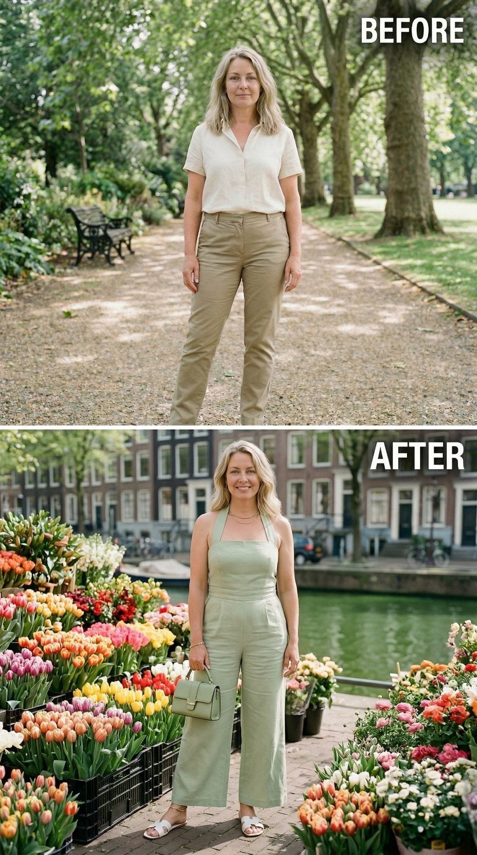 Sage Halter Jumpsuit, Amsterdam Flowers, One Silhouette That Actually Holds