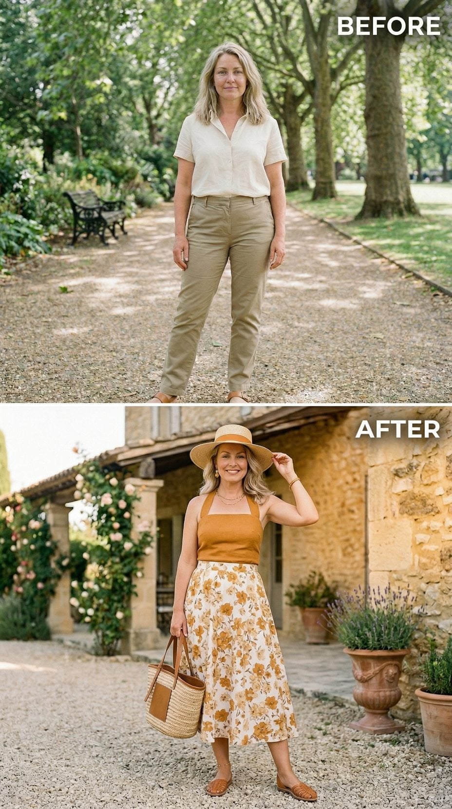 Mustard Halter, Floral Midi, Gravel Courtyard: What Dropping the Trousers Entirely Proves