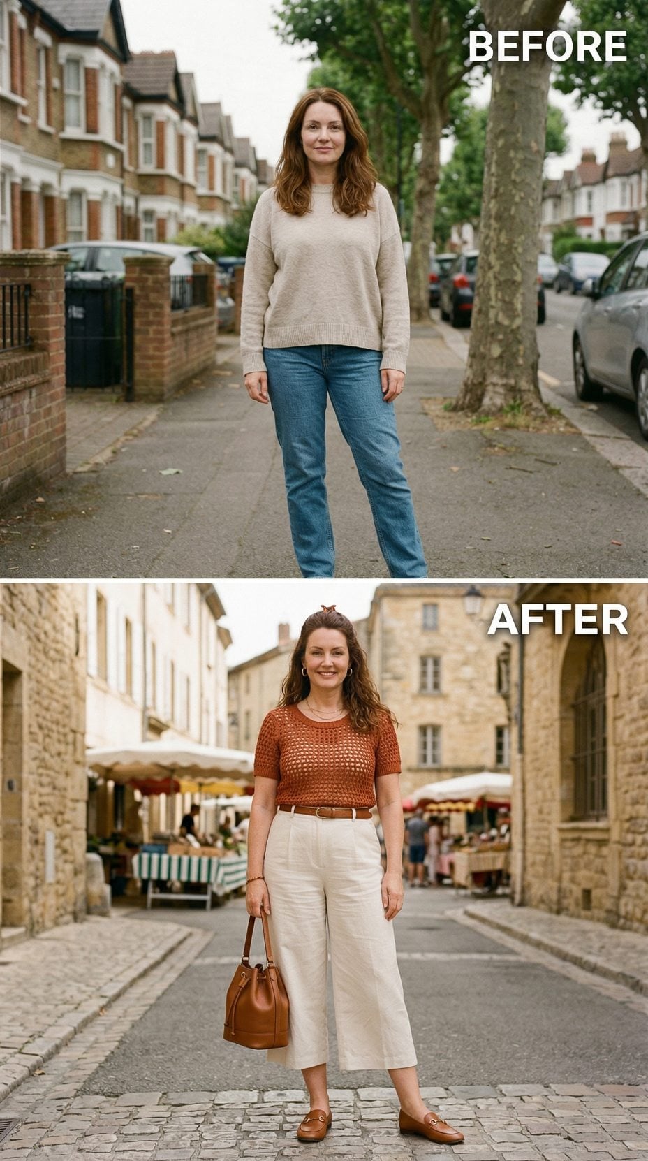 Cream Knit Swapped for Rust Crochet — and the Whole Silhouette Shifted