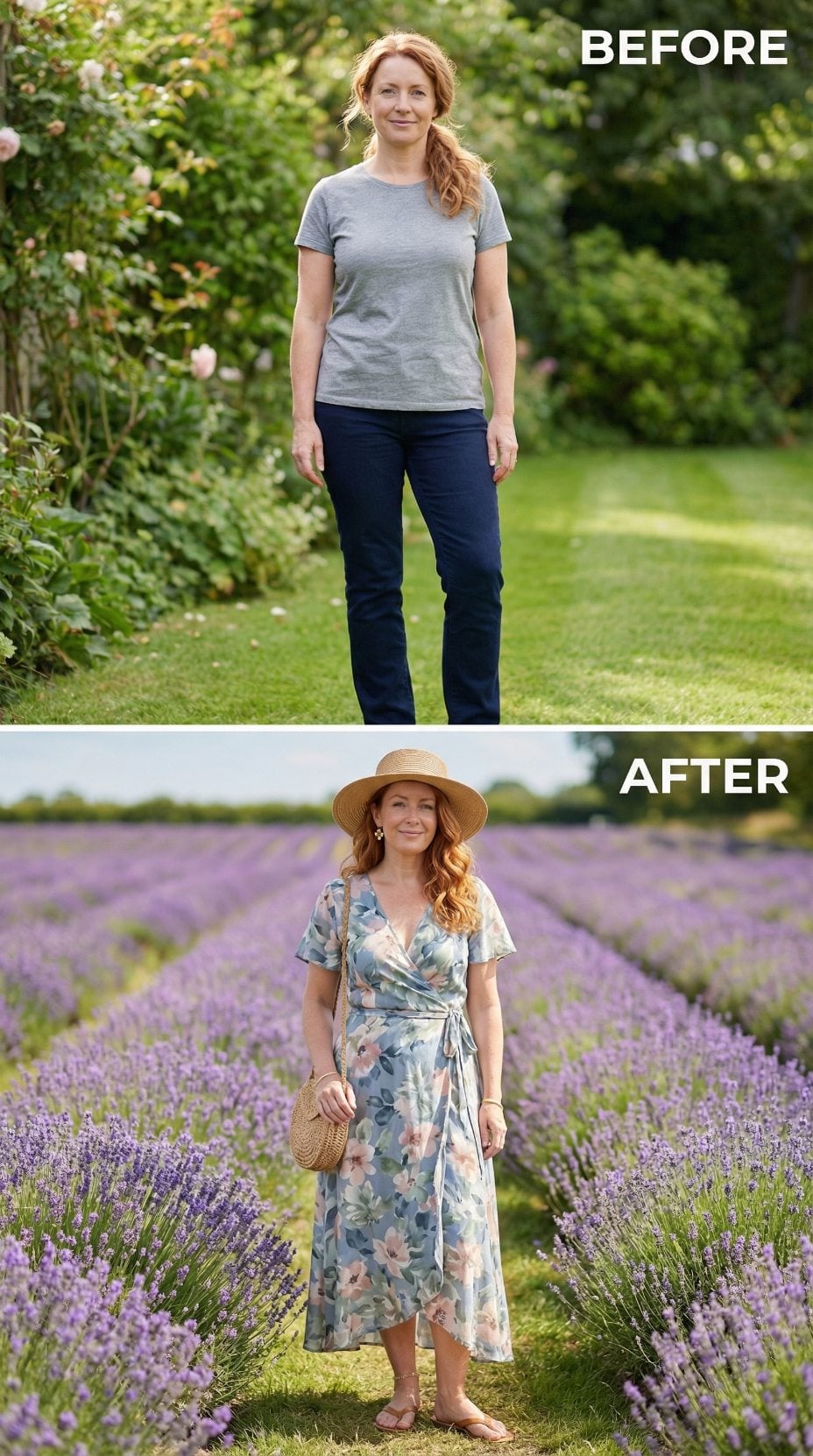 The Floral Wrap Walked Into the Lavender Rows Like It Owned Them