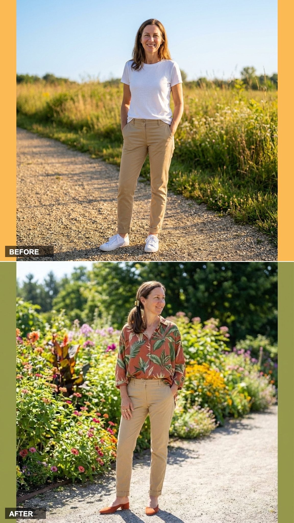 21. The Print Blouse Trick That Makes Neutrals Do More Work