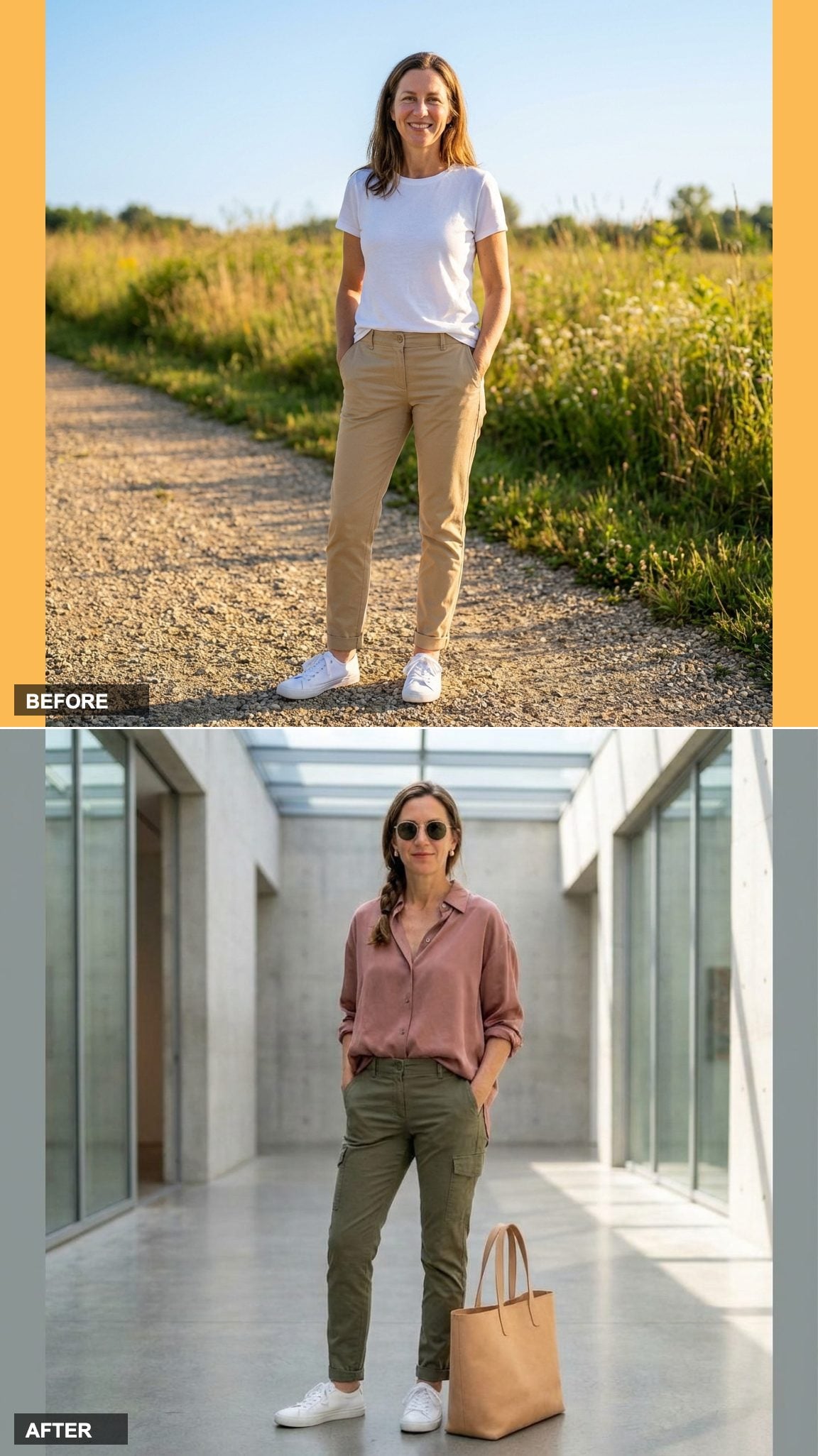 Unexpected Utility: Cargo-Pocket Chinos and a Relaxed Silk Shirt That Feel Like Art-World Armor