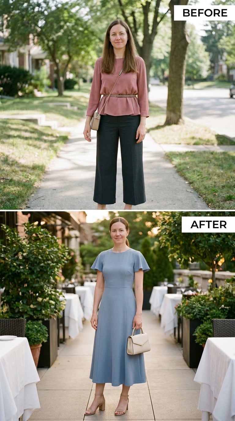Dusty Blue and Flutter Sleeves Made Her Date Night Click Into Place