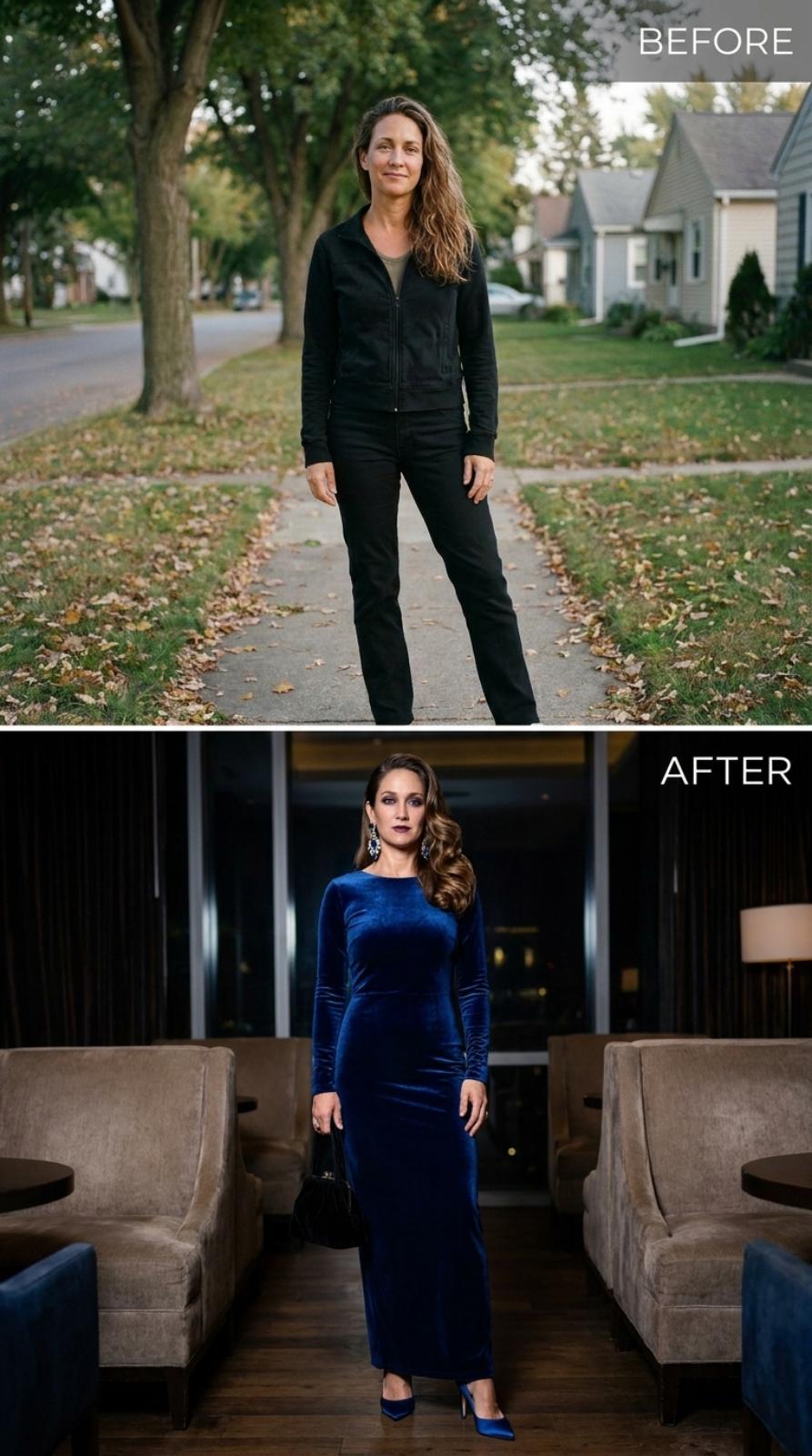 Royal Blue Velvet, Chandelier Earrings, and a Table That Was Always Hers