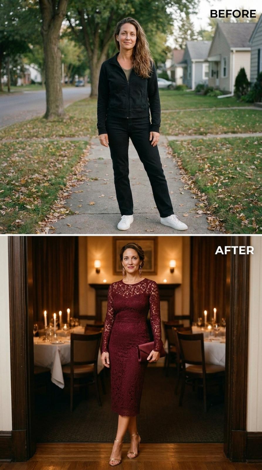 Burgundy Lace, Gold Earrings, and She Walked In Like She'd Always Belonged There