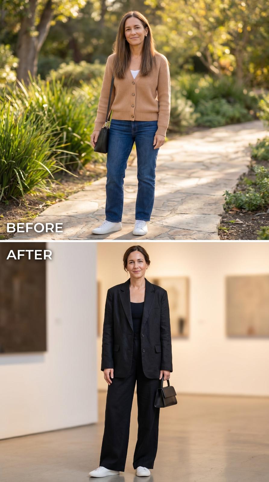 Black Blazer, Wide-Leg Trousers, and the Gallery Floor That Finally Matches the Intention