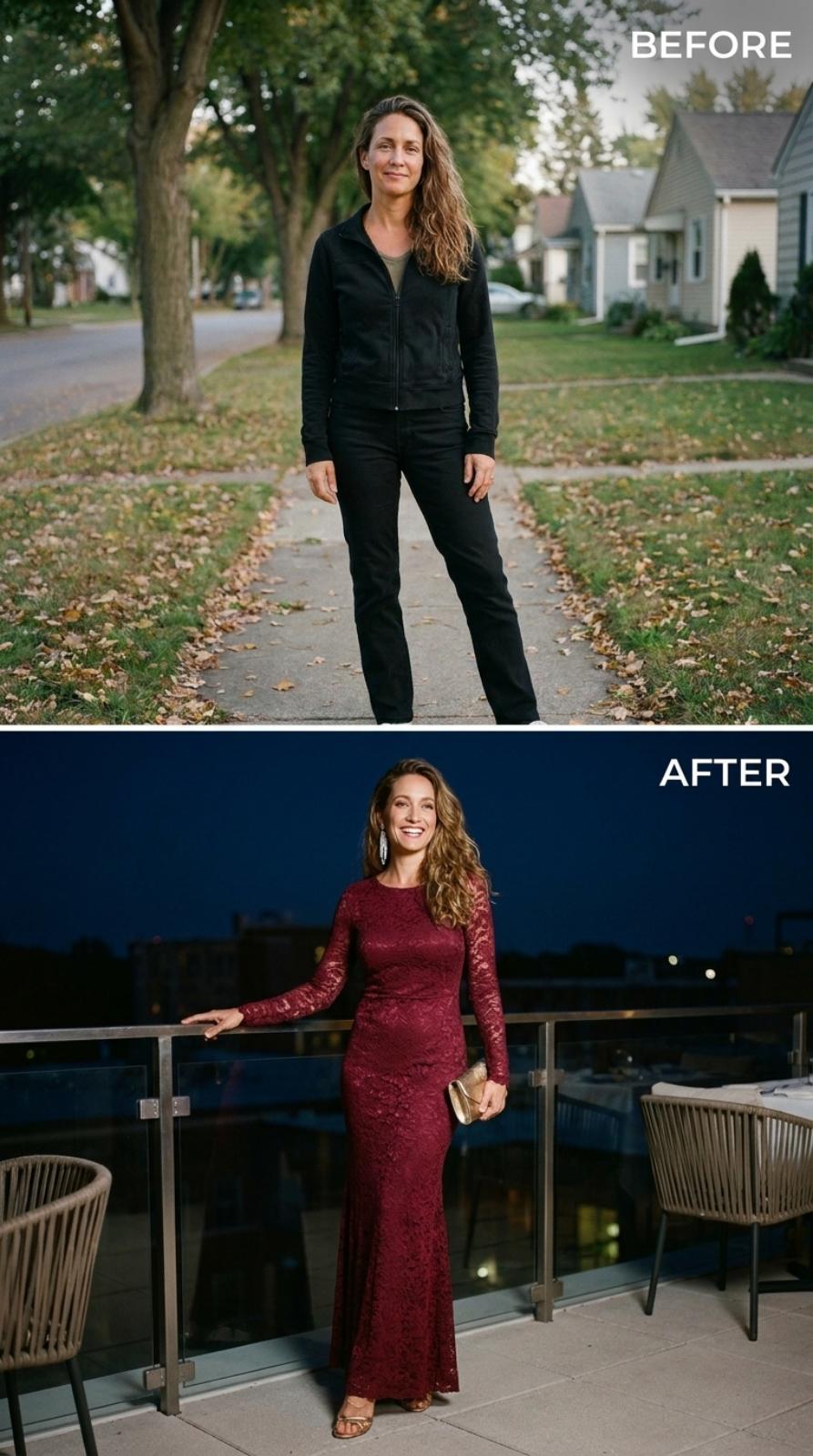 Burgundy Lace, a Rooftop at Dusk, and She Didn't Wait for Permission