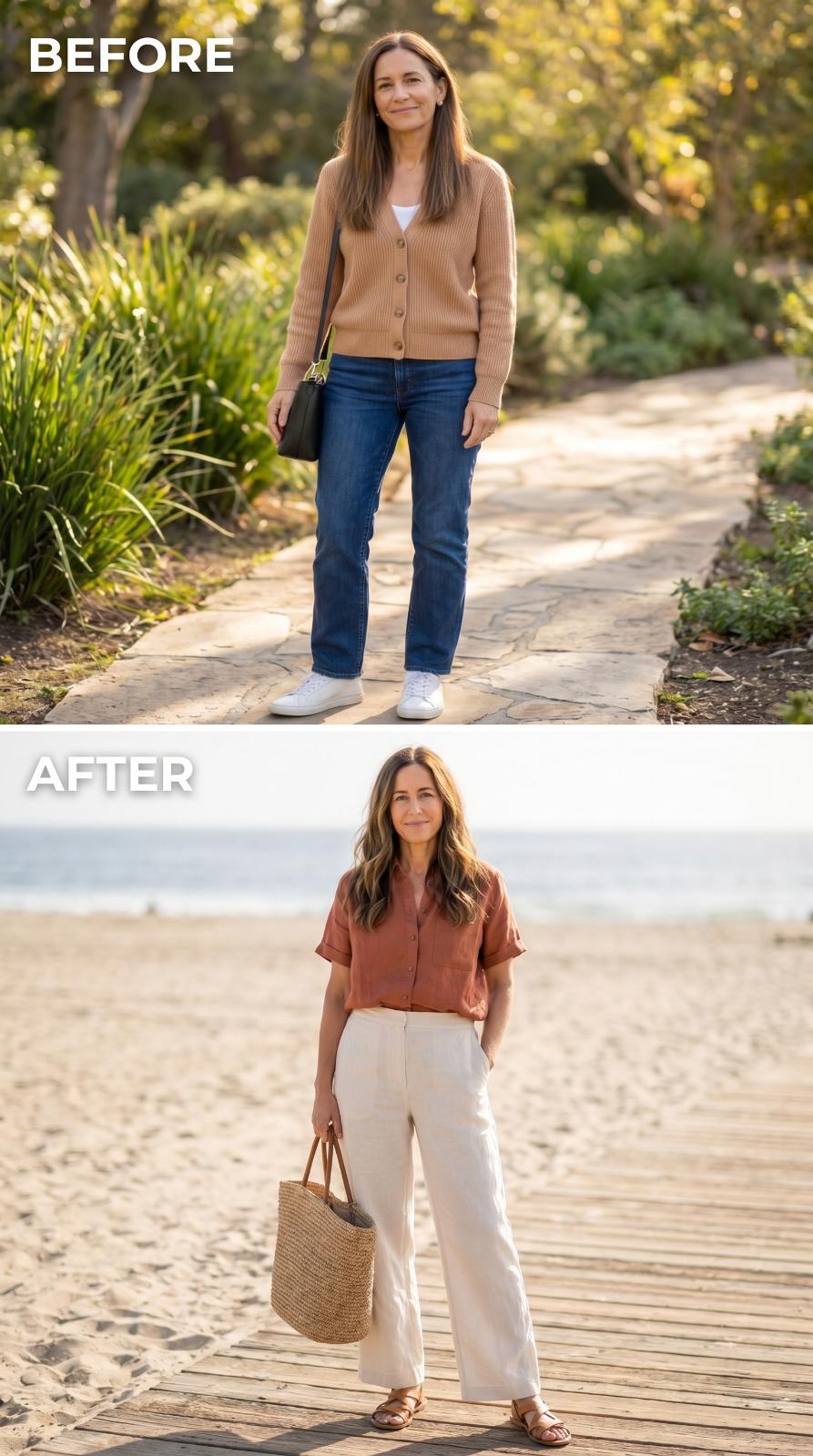 Rust Linen, Wide-Leg Trousers, and the Boardwalk That Finally Got the Outfit It Deserved