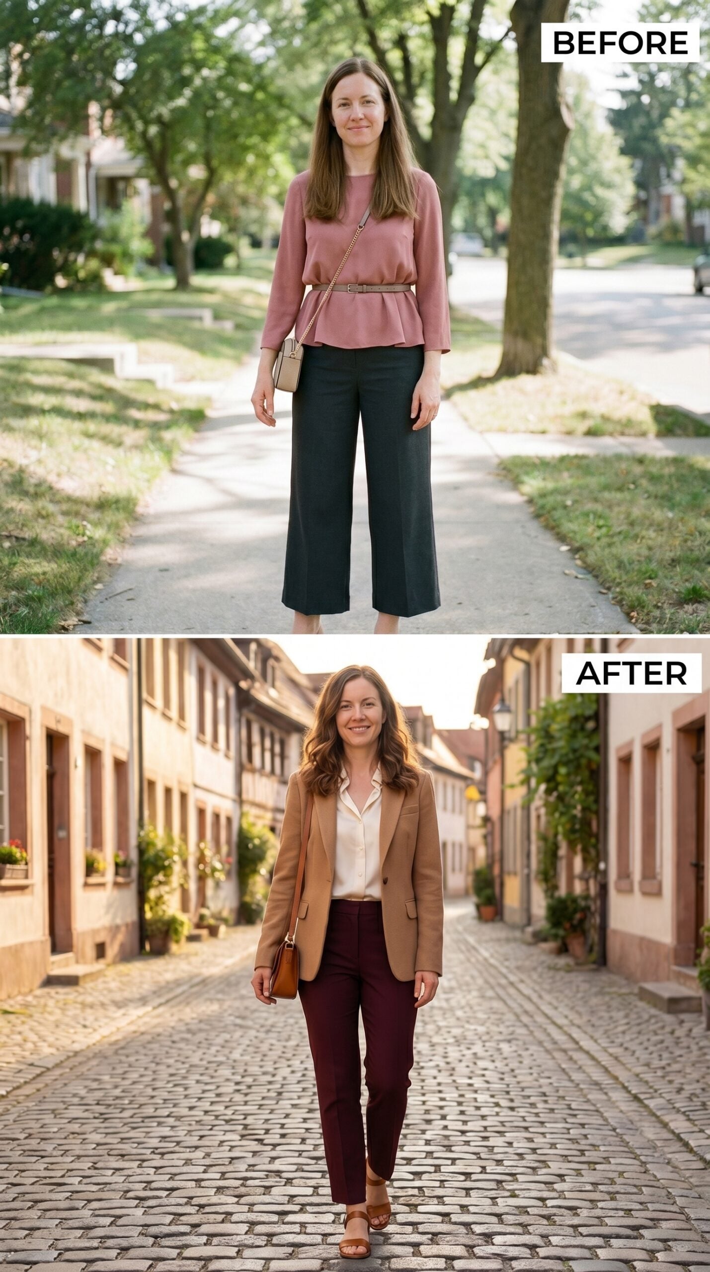 Cobblestone Street at Dusk and She Dressed Like the Night Had Already Started Well