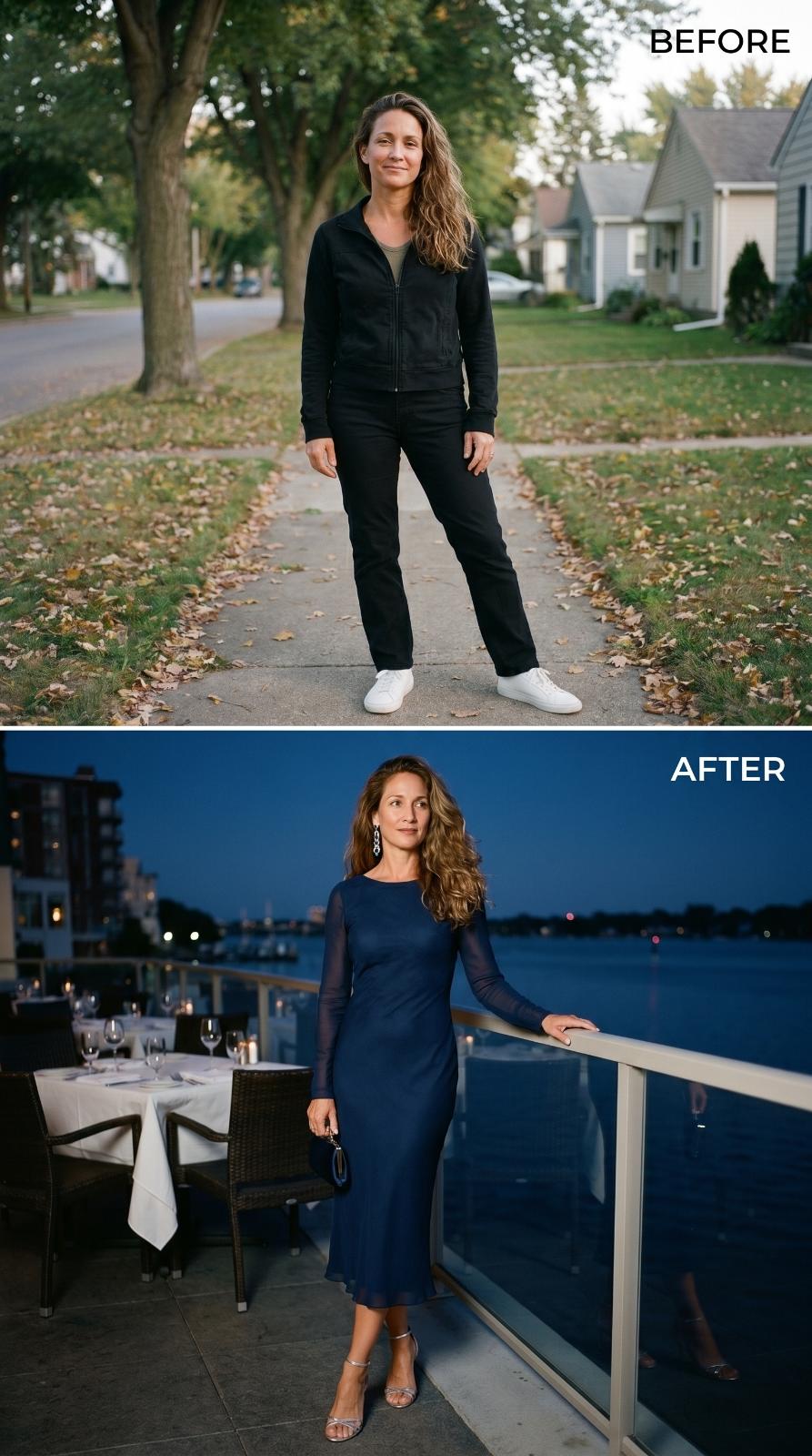 Navy Blue, a Waterfront at Night, and She Had Already Ordered the Wine
