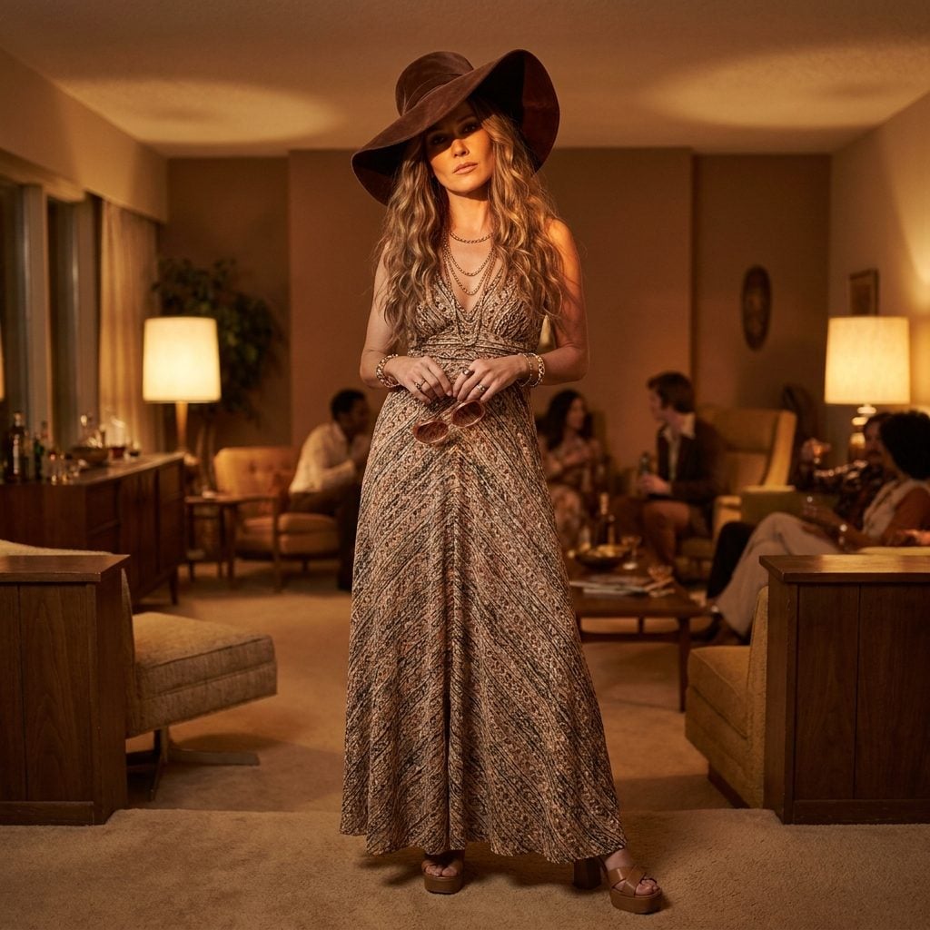 A Wide-Brim Floppy Hat Worn Indoors, Tilted at Exactly the Right Angle
