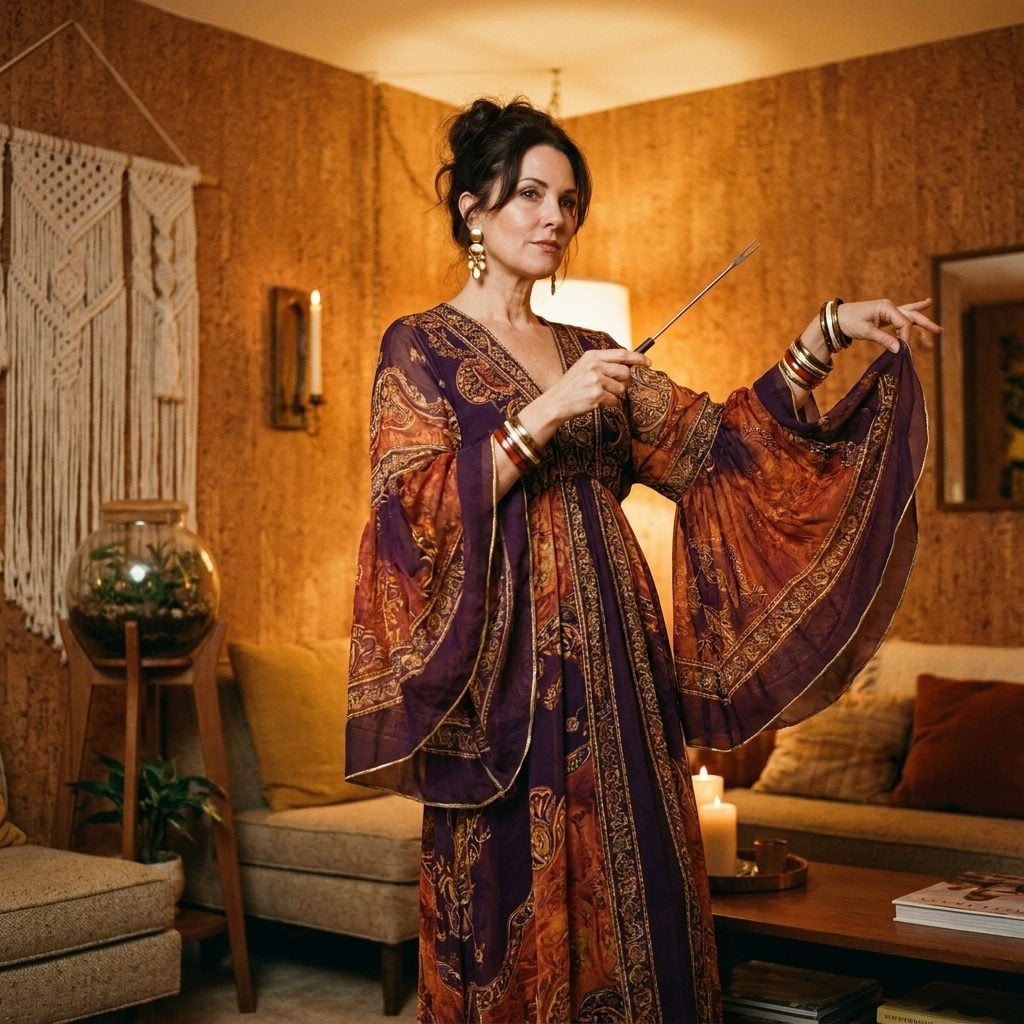 The Floor-Length Hostess Caftan With Sleeves That Could Knock Over a Candle