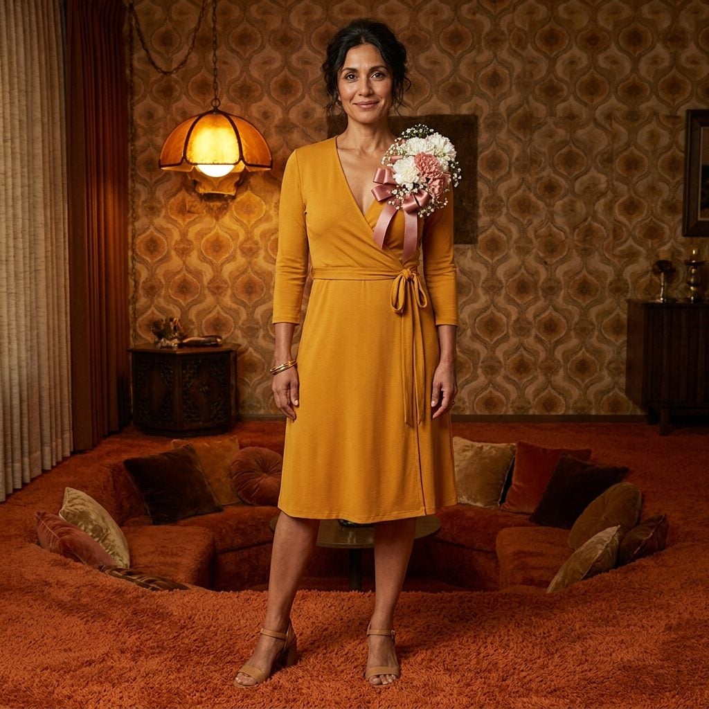 The Giant Corsage Pinned Directly to the Dress Like a Trophy