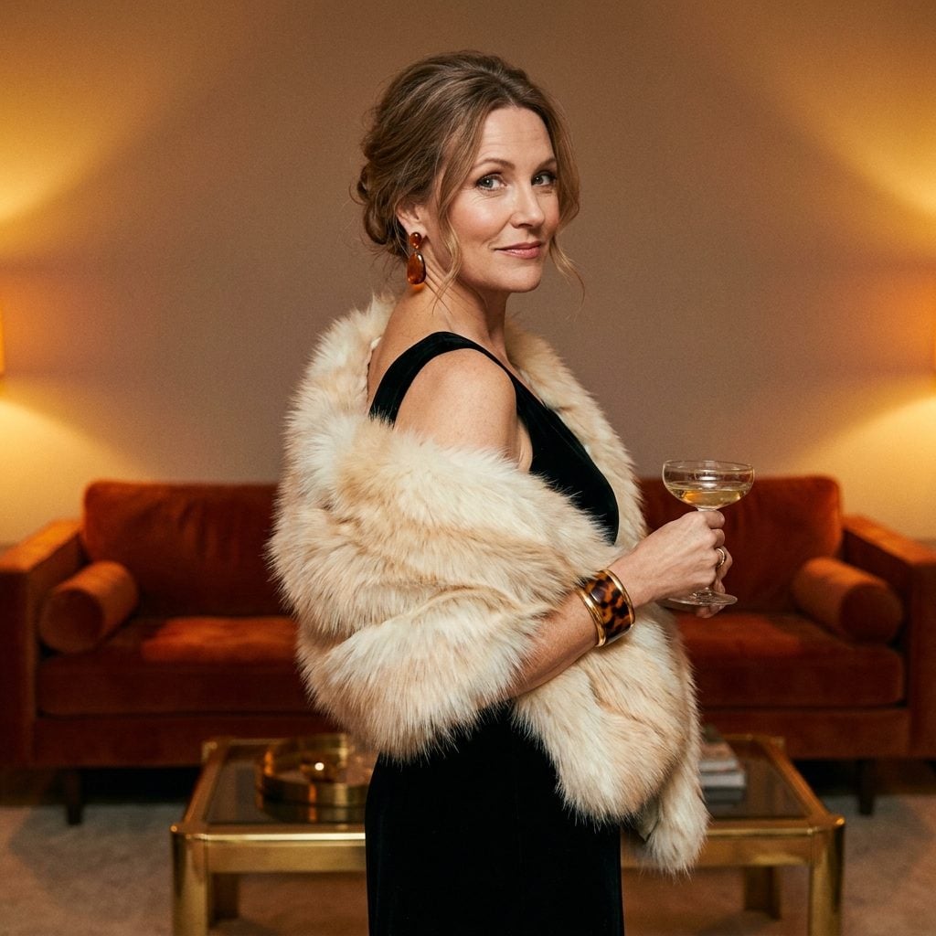 The Faux Fur Stole She Wore Indoors All Night and Nobody Asked Why