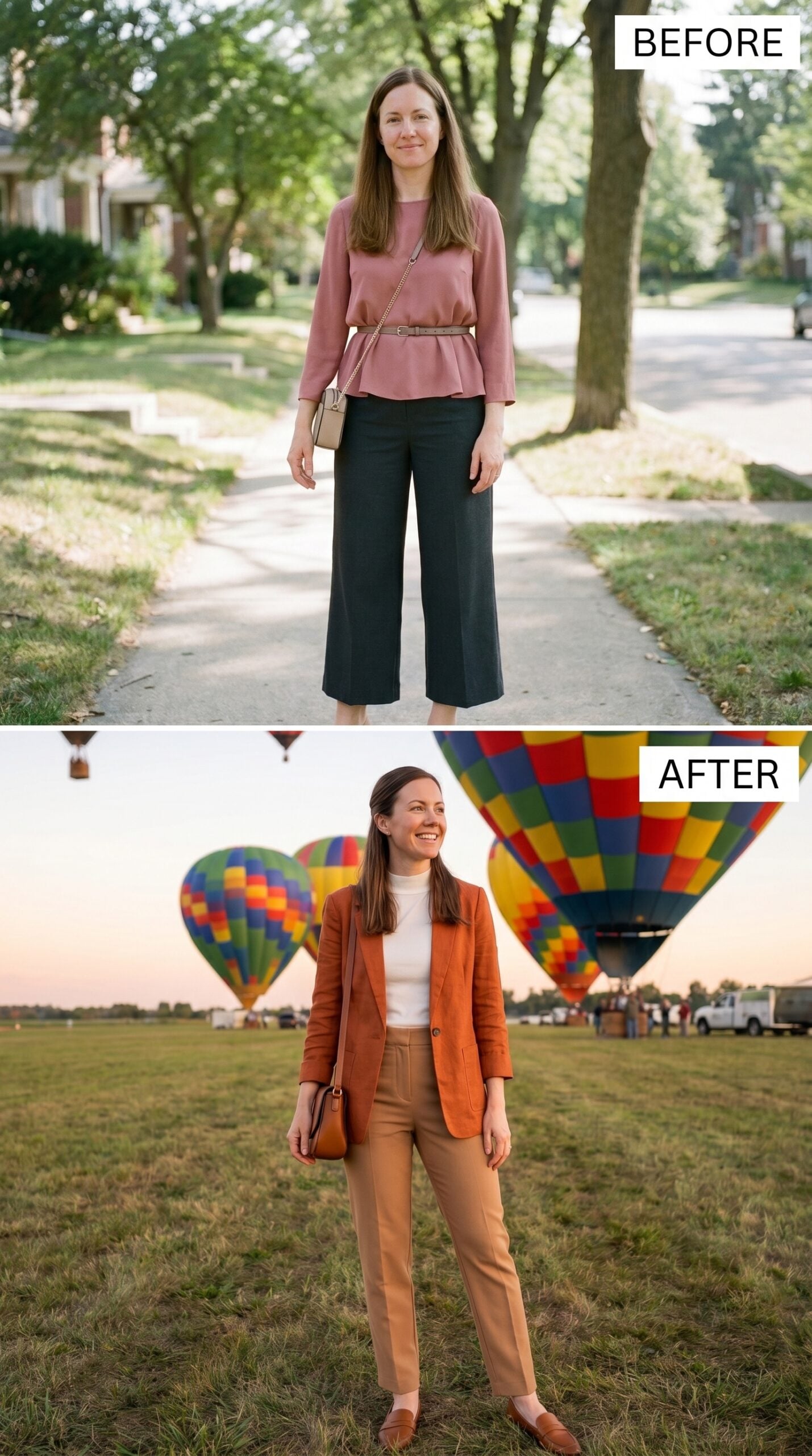 Hot Air Balloons Rising and She Dressed Like the Ground Was Already Hers