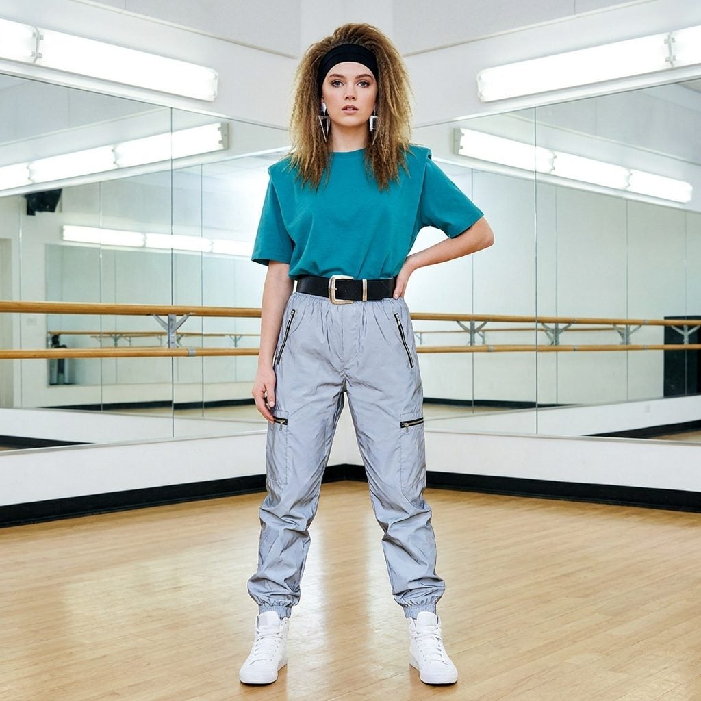 The Boxy Shoulder-Padded T-Shirt Tucked Into Parachute Pants Like a Human Triangle