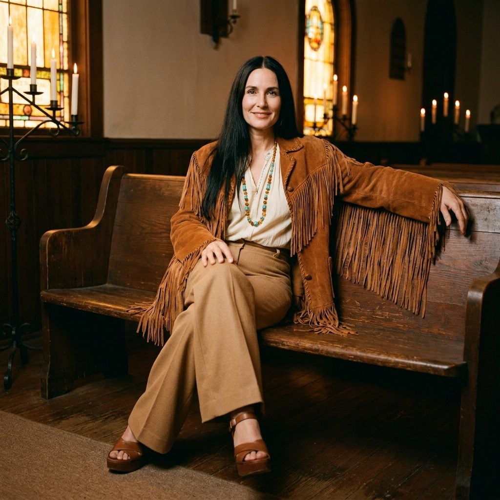 Suede Fringe Jackets With Bell Sleeves at the Ceremony (Front Pew, No Less)