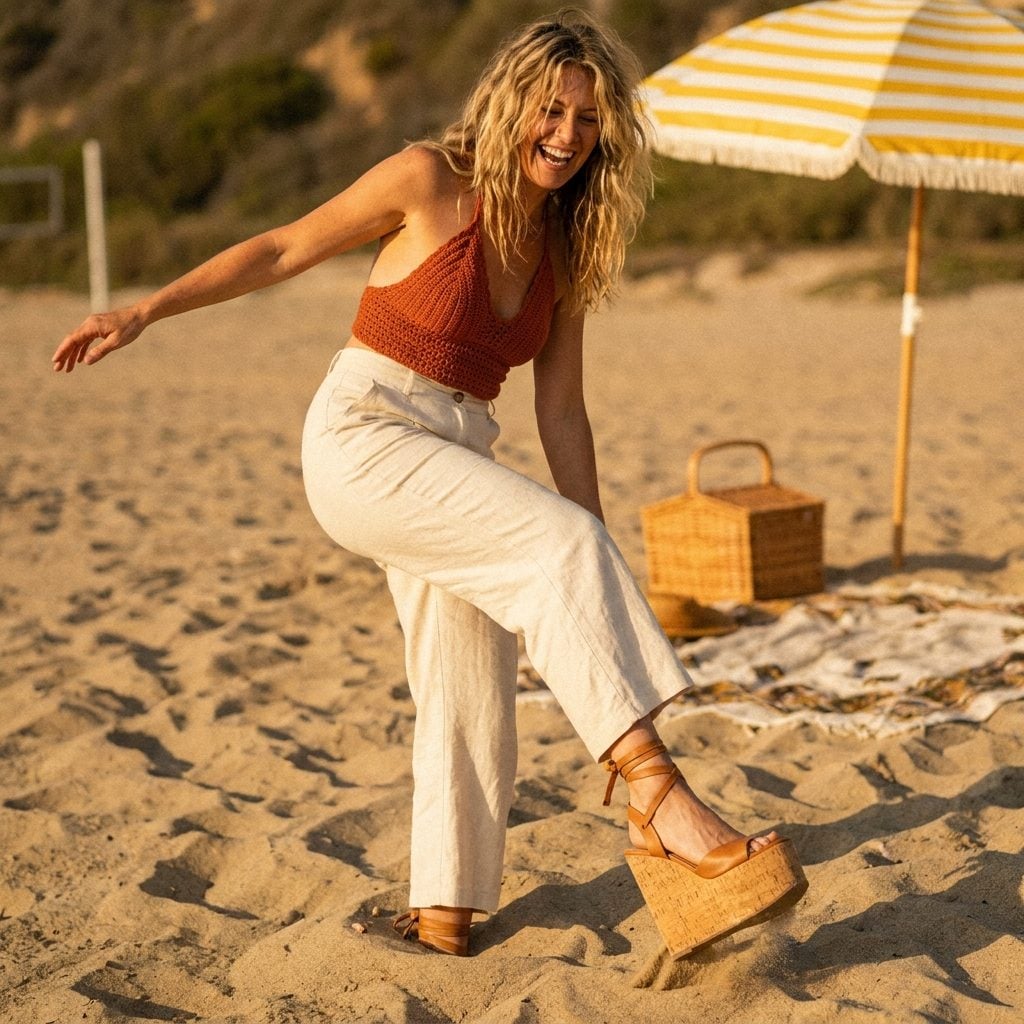 Cork-Soled Wedge Sandals That Sank Two Inches Into the Sand With Every Step