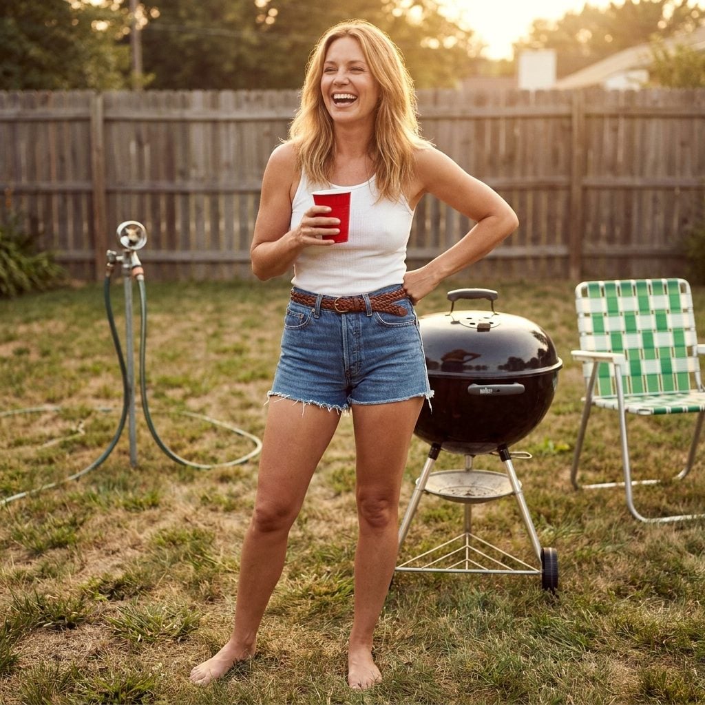 High-Waisted Denim Shorts With the Braided Leather Belt That Never Came Off