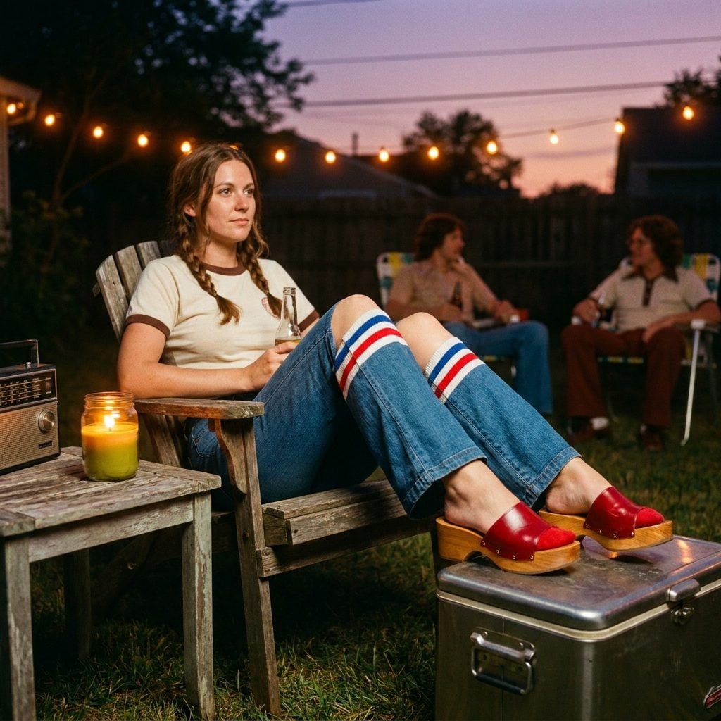 Candie's Slide Sandals Paired With Tube Socks Once the Sun Went Down