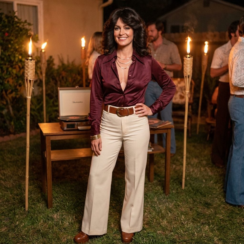 The Silky Disco Shirt Partially Unbuttoned With Layered Gold Chains Doing All the Heavy Lifting