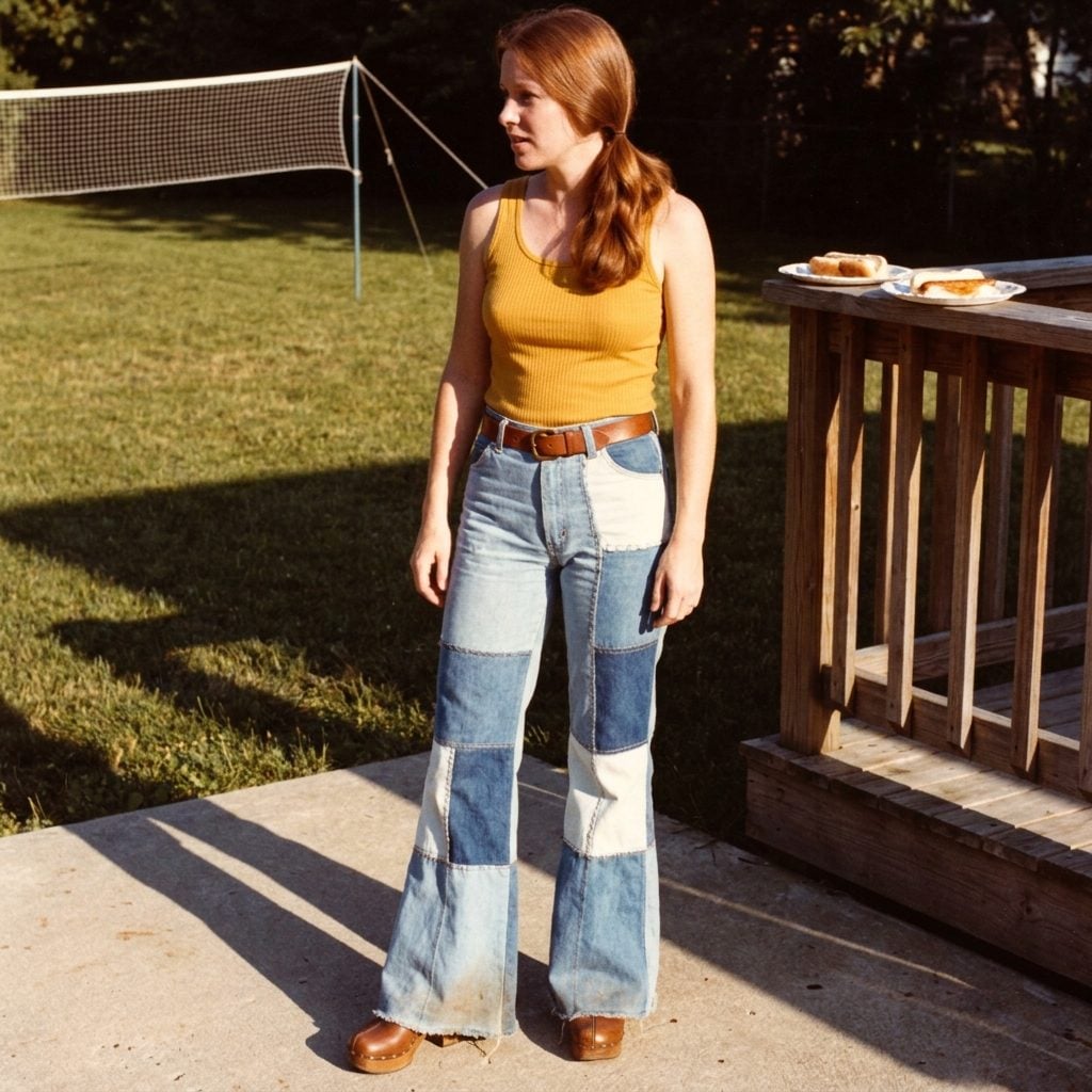 Patchwork Denim Jeans With Flared Legs Wide Enough to Lose a Small Child In