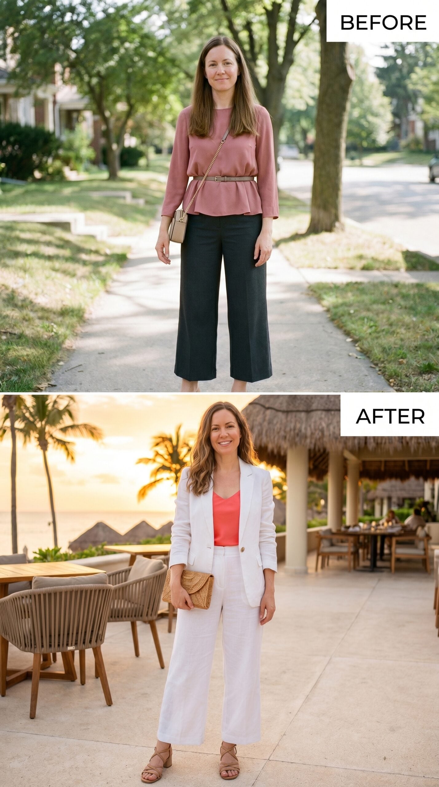 White Linen at Sunset and She Dressed Like the Whole Resort Was Background